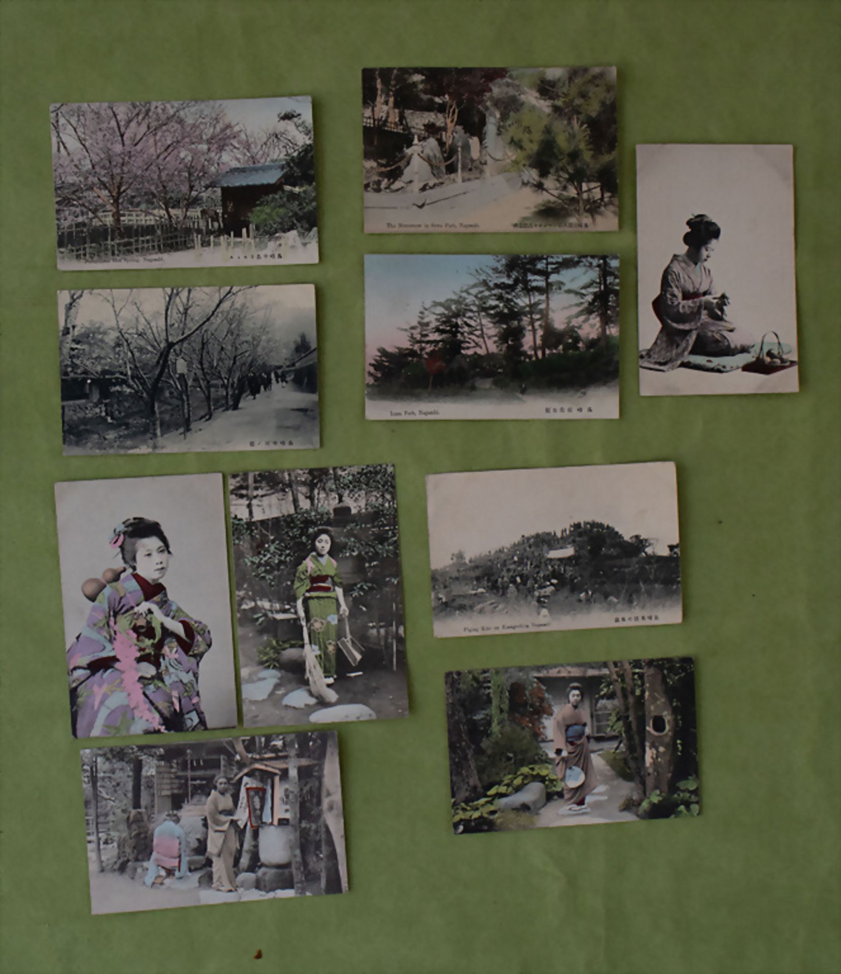 Sammlung 10 Ansichtskarten von Japan / A collection of 10 Japanese postcards, um 1900