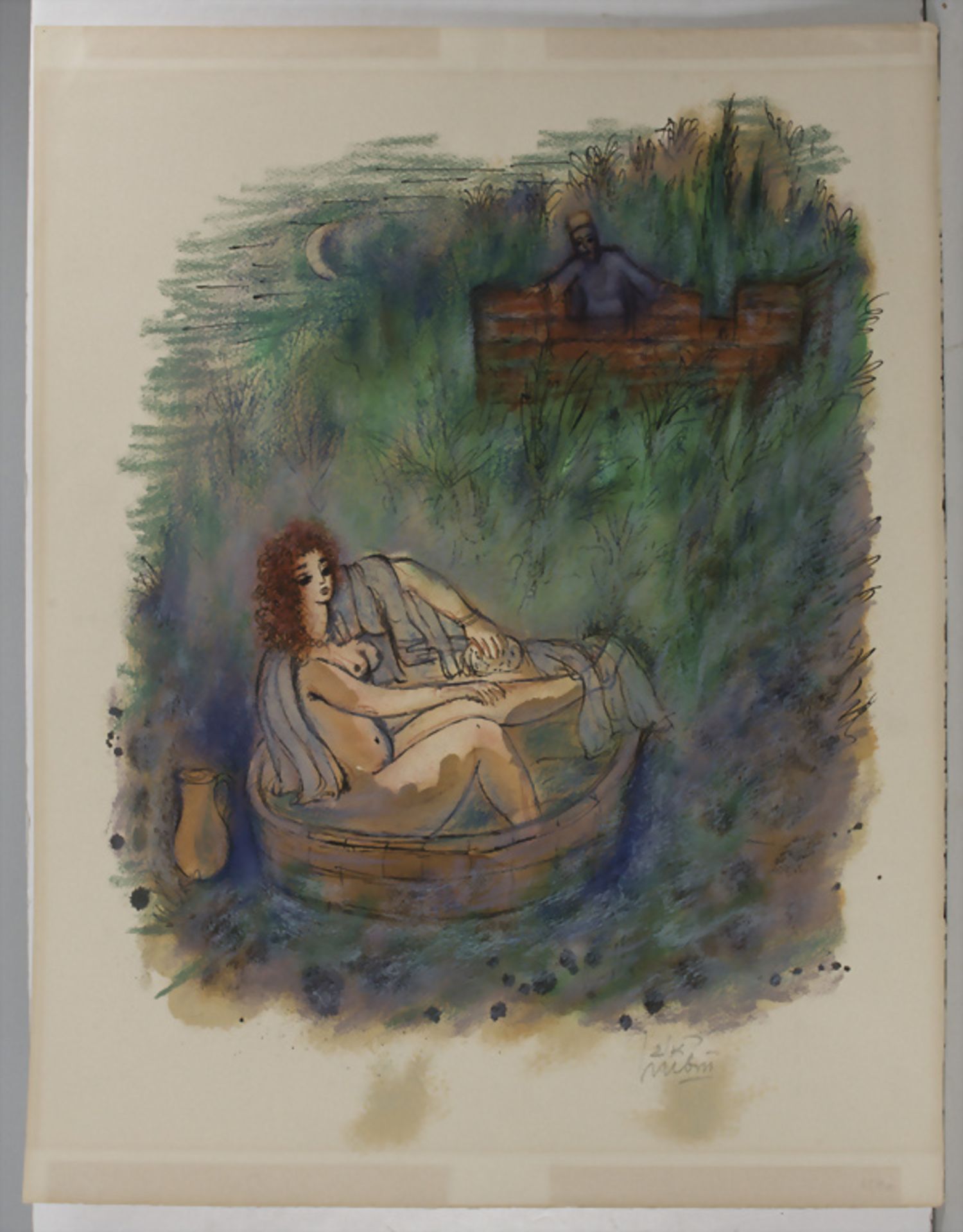 Reuven Rubin (1893-1974), 'Bathseba im Bade, beobachtet von David' / 'Bathseba in the bath, ... - Image 2 of 5