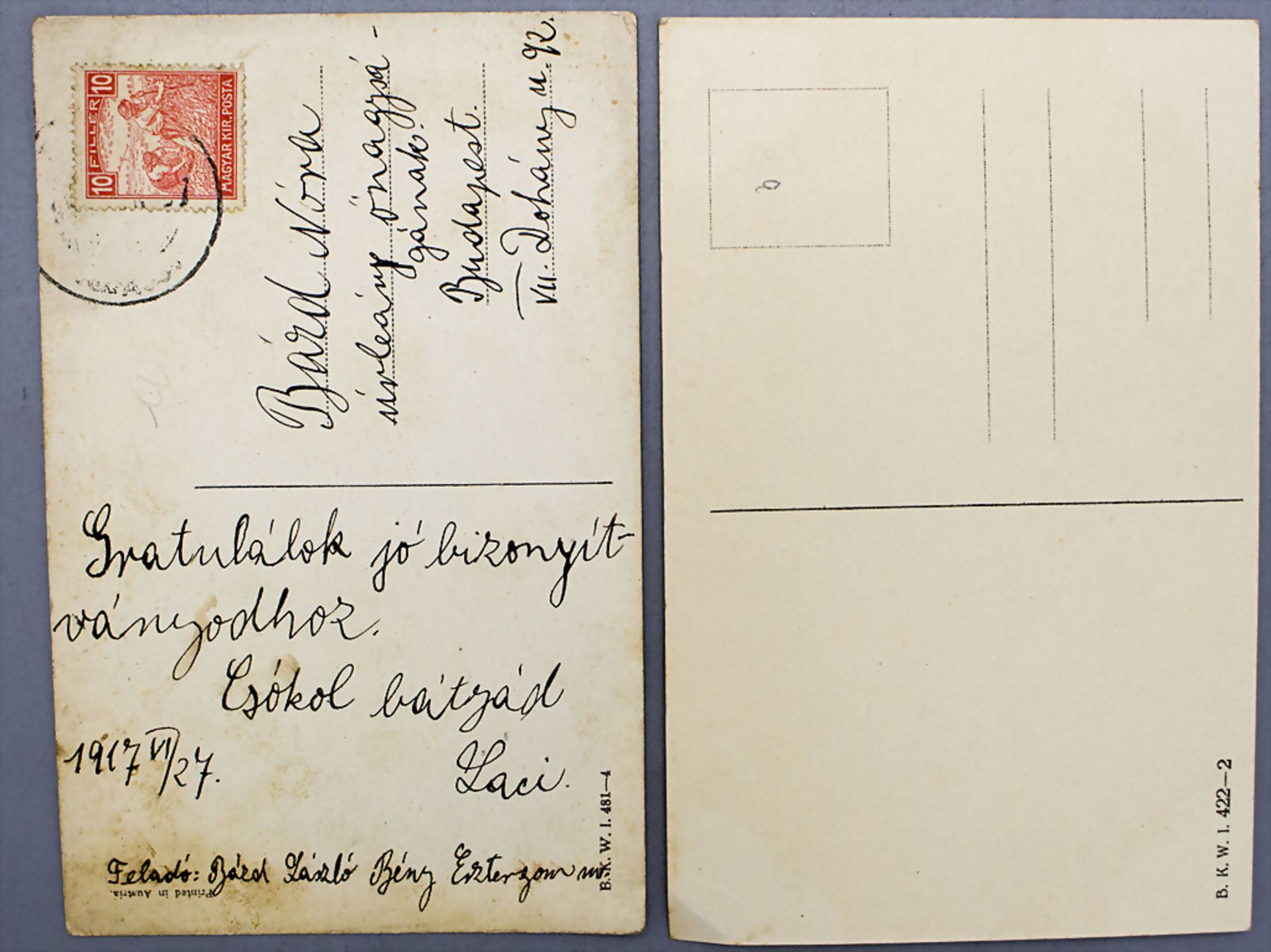 2 Jugendstil Künstlerkarten / 2 Art Nouveau artist postcards, Mela Koehler, Wien, um 1900 - Bild 2 aus 2