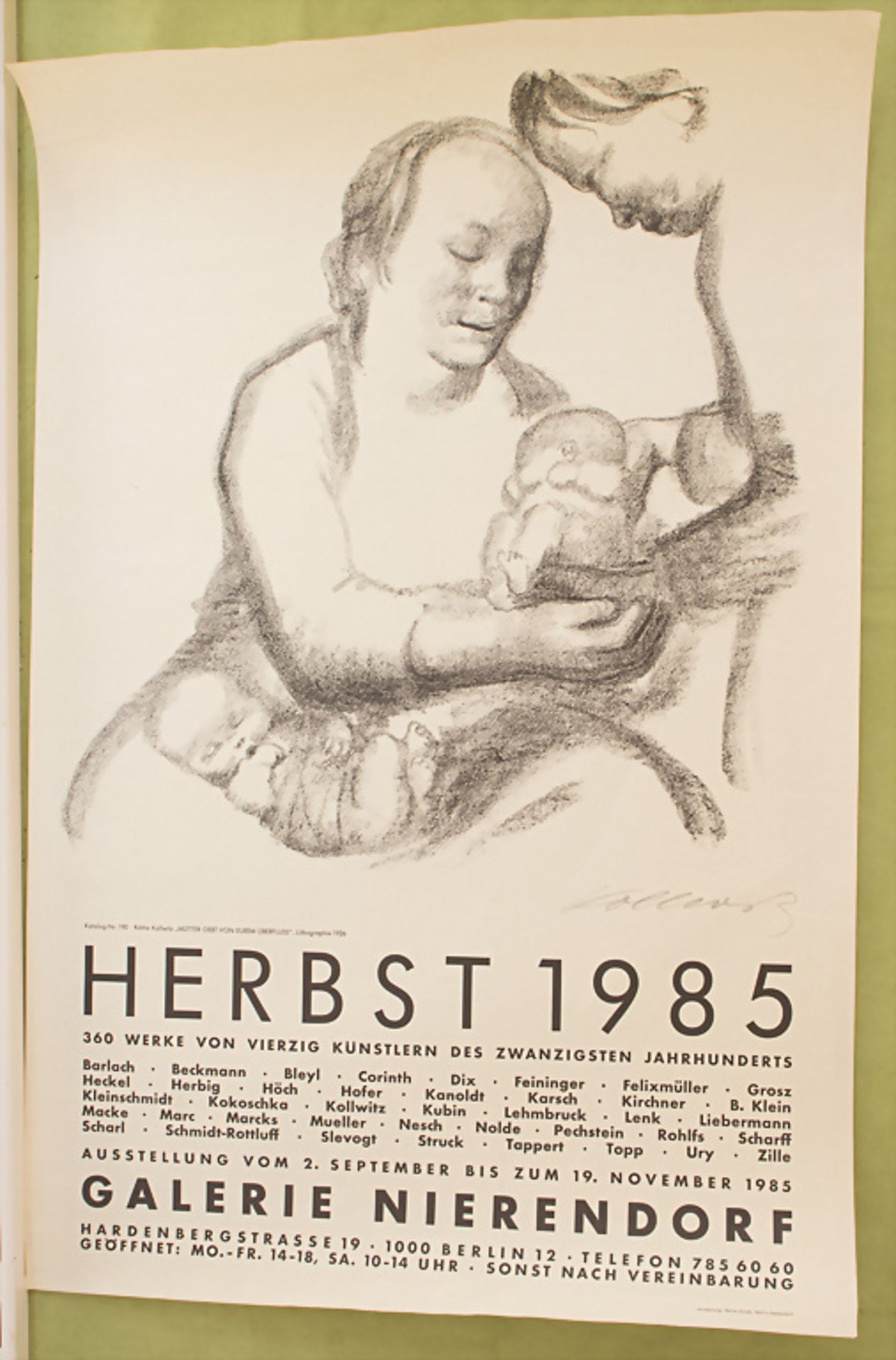 Ausstellungsplakat 'Herbst 1985', Galerie Nierendorf, Berlin, 2. September bis 19. November 1985