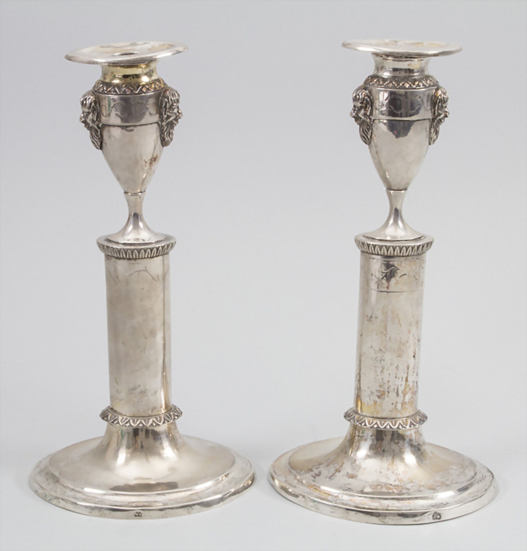 Paar Empire Kerzenleuchter / A pair of silver candlesticks, Wilhelm Hessenberg, Frankfurt am ... - Bild 2 aus 19
