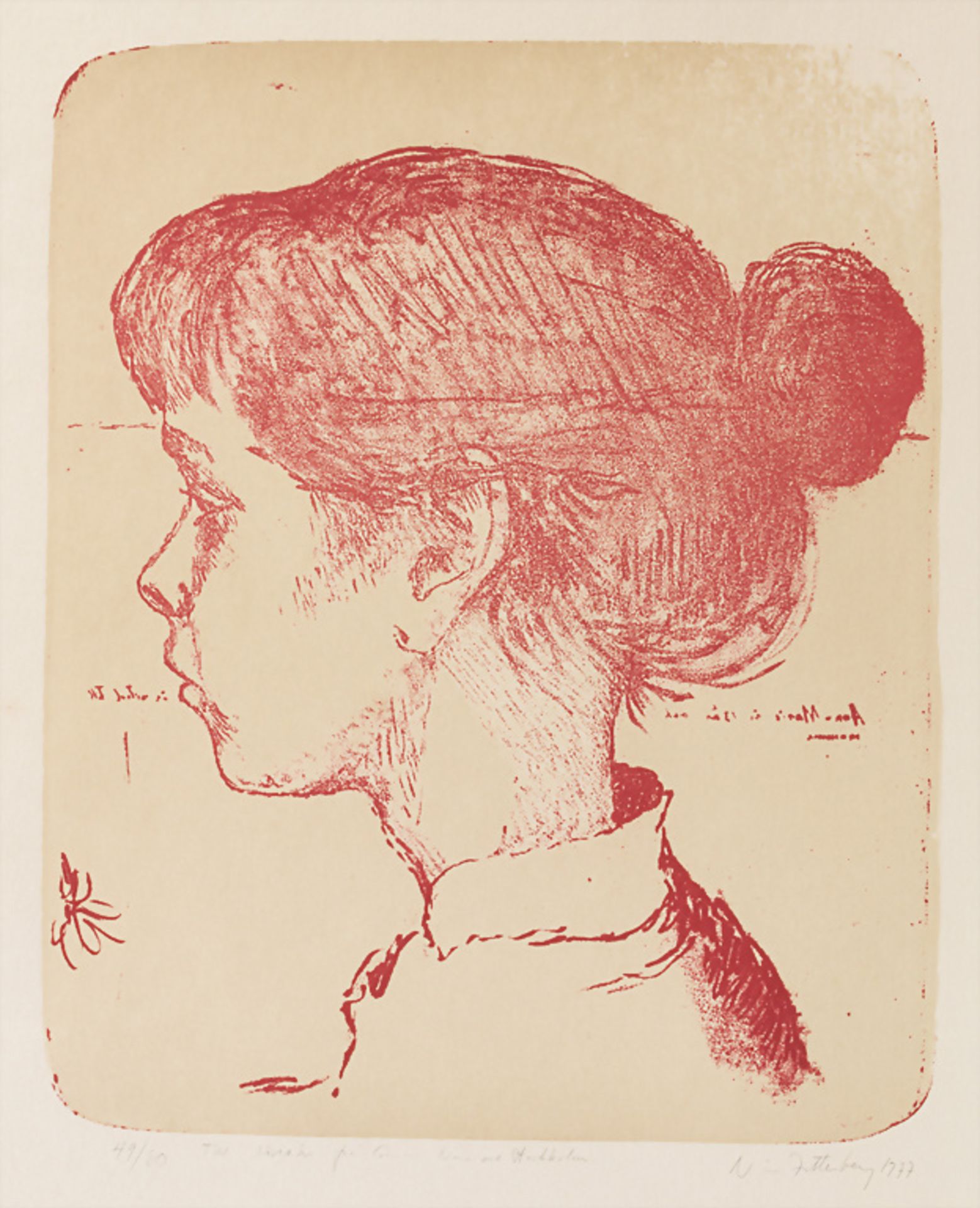 Nisse Zetterberg (1910-1986), 'Mädchenkopf im Profil' / 'Girl's head in profile', 1977
