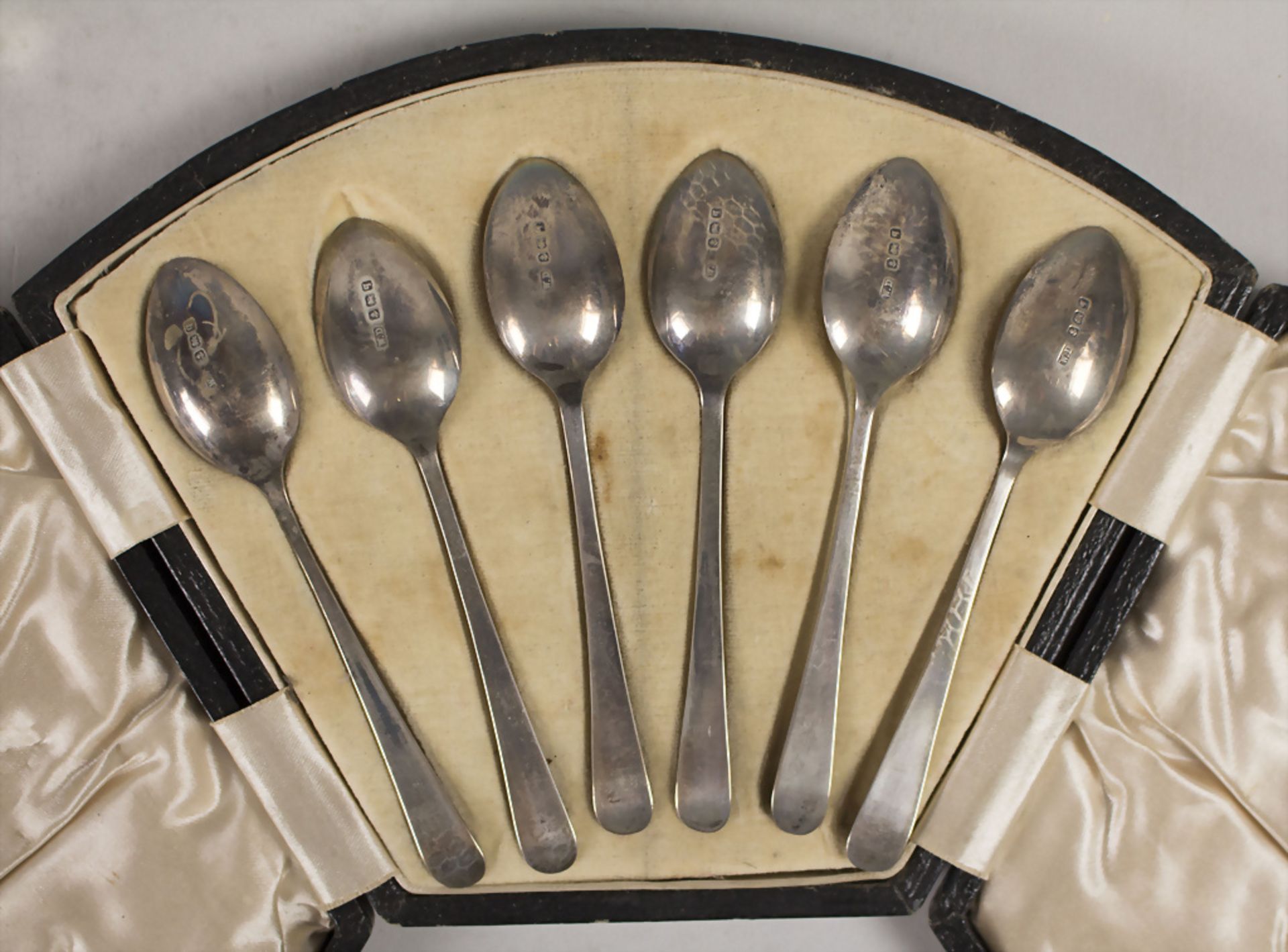 6 Mokkalöffel / A set of 6 Sterling silver mocha spoons, William Devenport, Birmingham, 1915 - Image 2 of 4