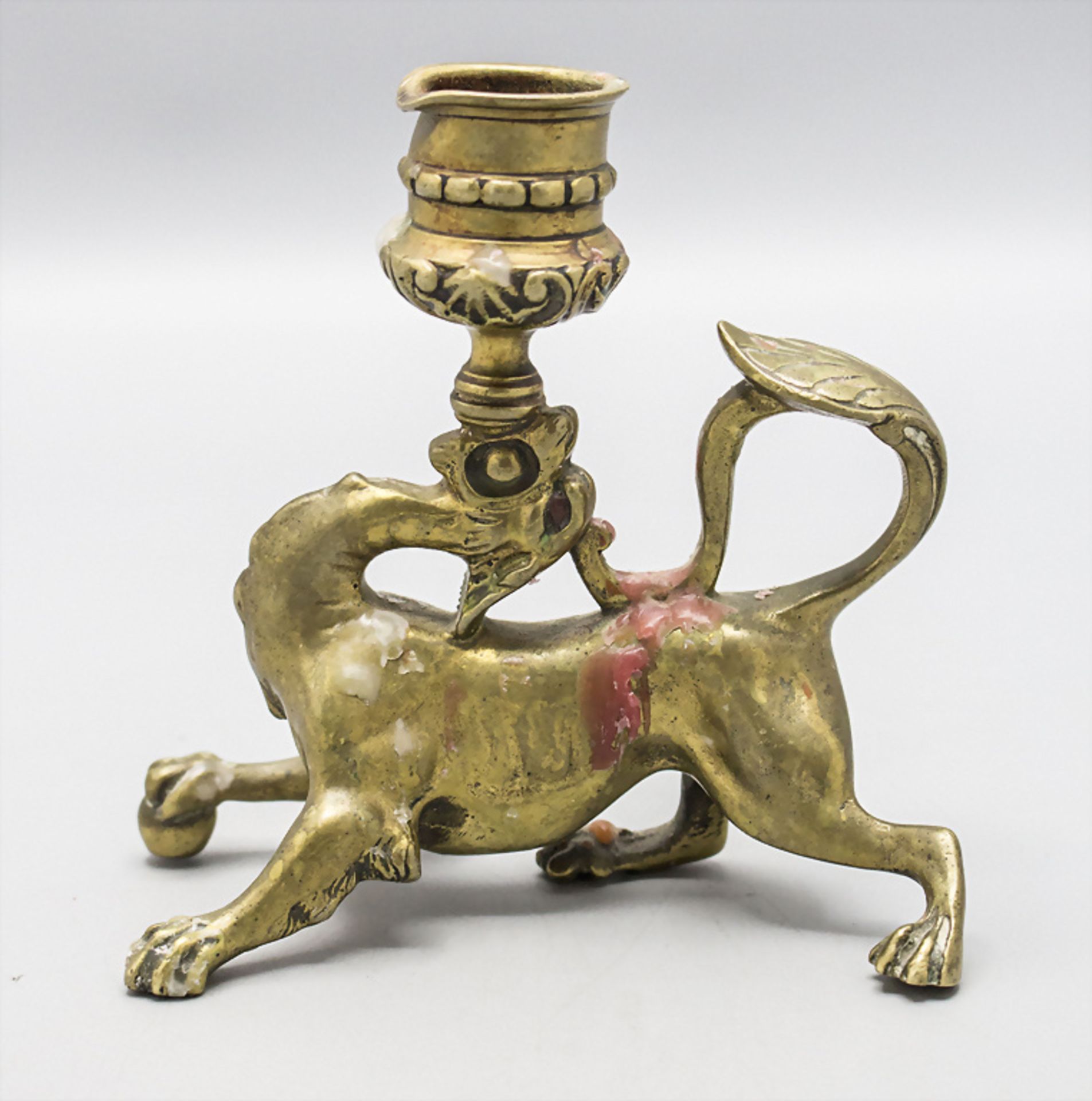 Bronzeleuchter 'Drache' / A bronze candle holder with a dragon, Frankreich, 19. Jh.