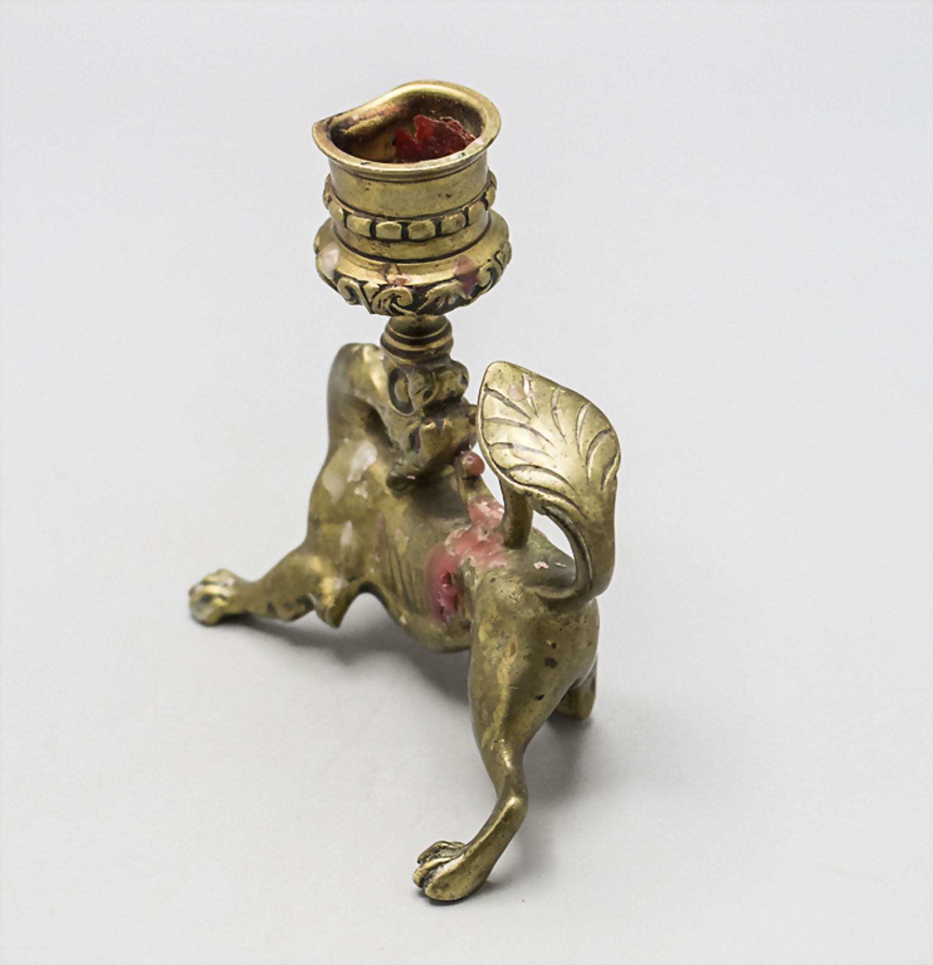 Bronzeleuchter 'Drache' / A bronze candle holder with a dragon, Frankreich, 19. Jh. - Image 4 of 5