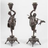 Paar figürliche Bronzeleuchter 'Musen' / A pair of bronze candleholder 'muses', Frankreich, 19. Jh.