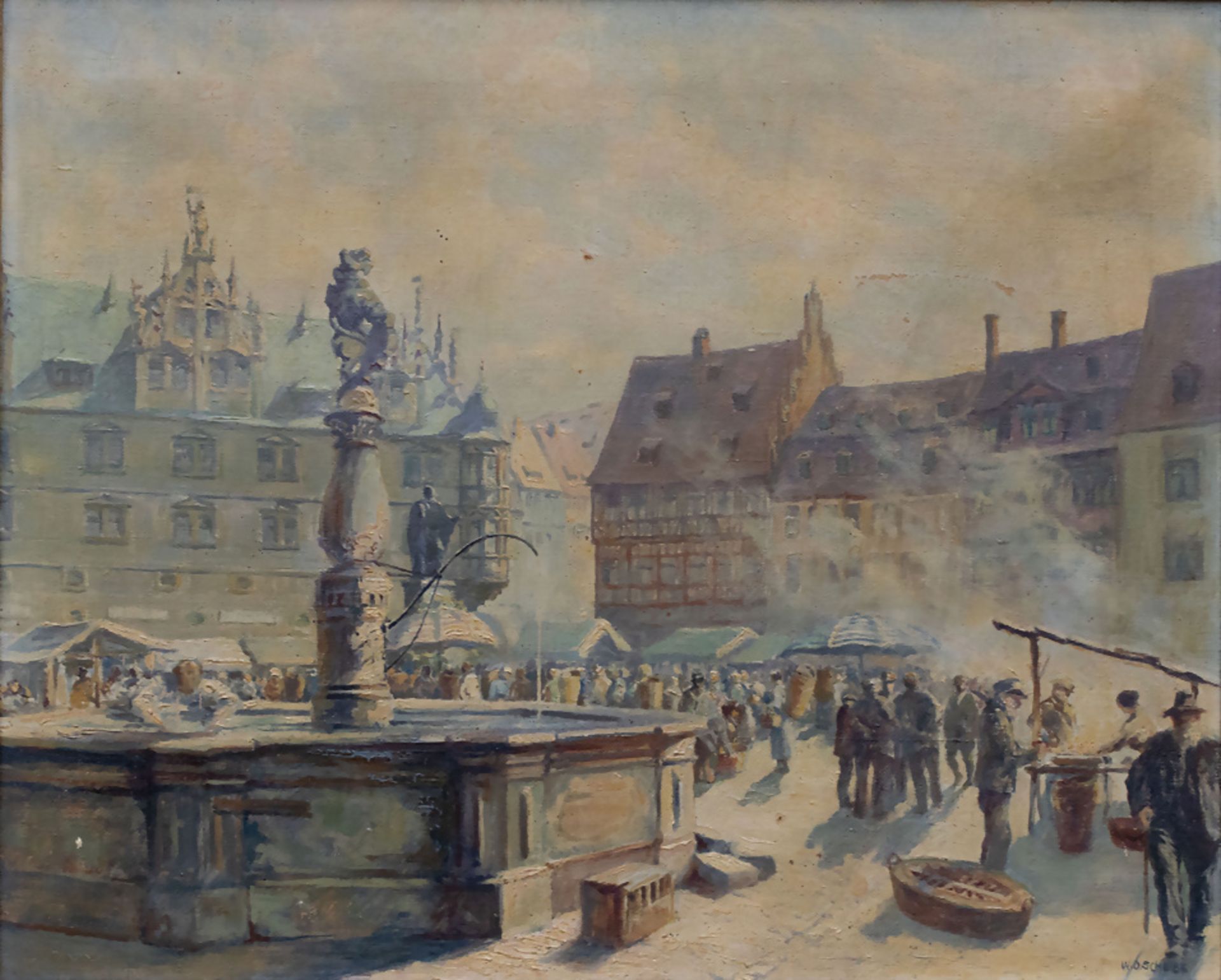 Wilhelm Otto SCHEIBE (1882-1946 Coburg), 'Der Coburger Marktplatz' / 'The Coburg market ...