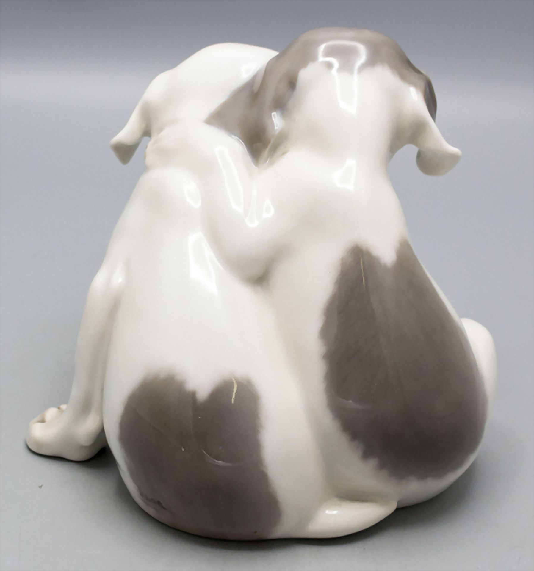 Paar Pointer Welpen / A sitting pair of pointer puppies, Eric Nielsen, Royal Copenhagen, vor 1923 - Image 3 of 5