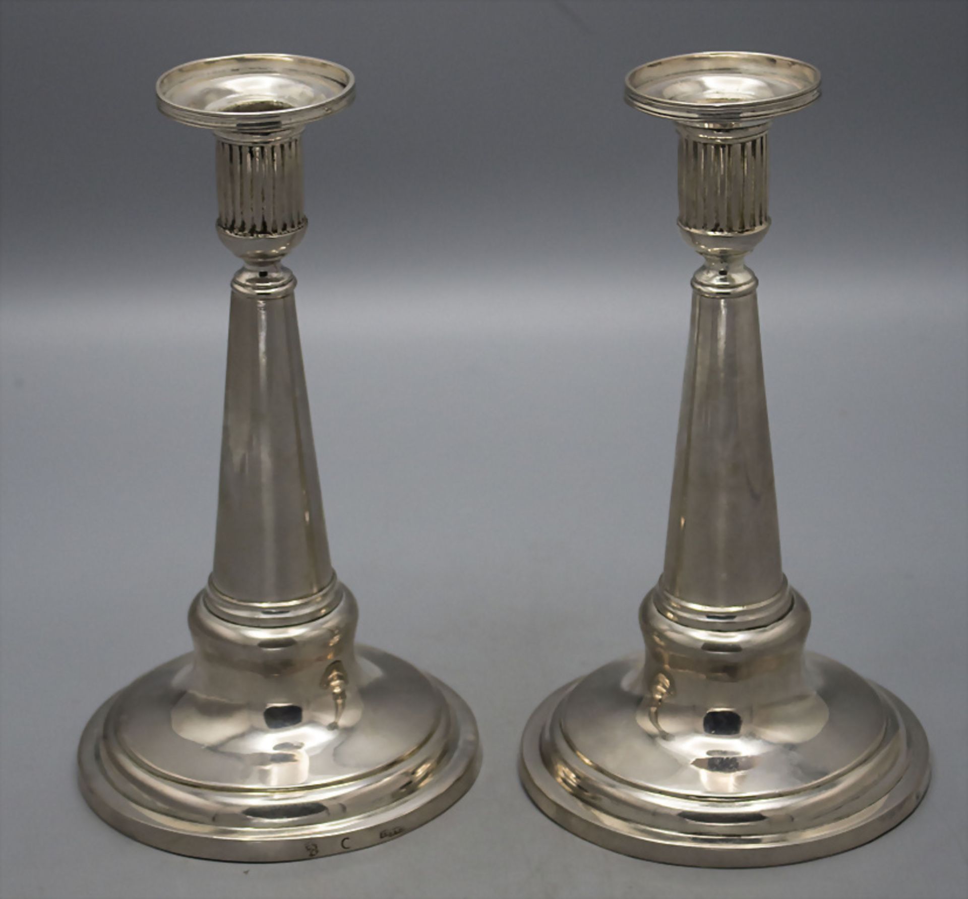 Paar Klassizismus Leuchter / A pair of classicism silver candlesticks, Johann Georg Eckhard, ...