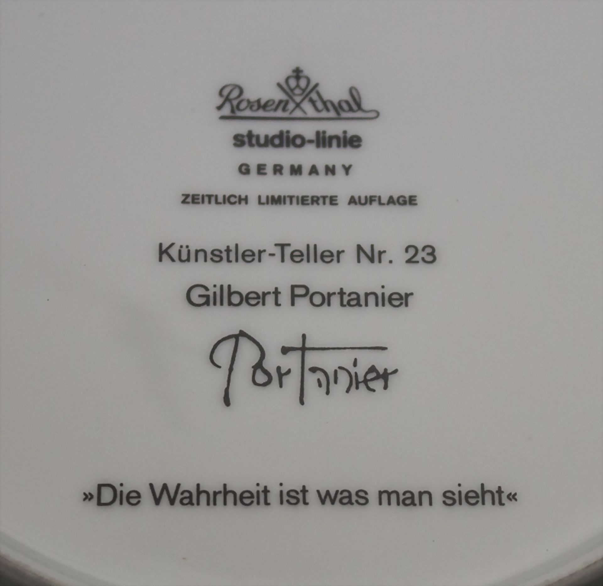 Künstlerteller 'Die Wahrheit ist, was man sieht', Gilbert Portanier, Rosenthal Studio-Line, 1987 - Image 5 of 5