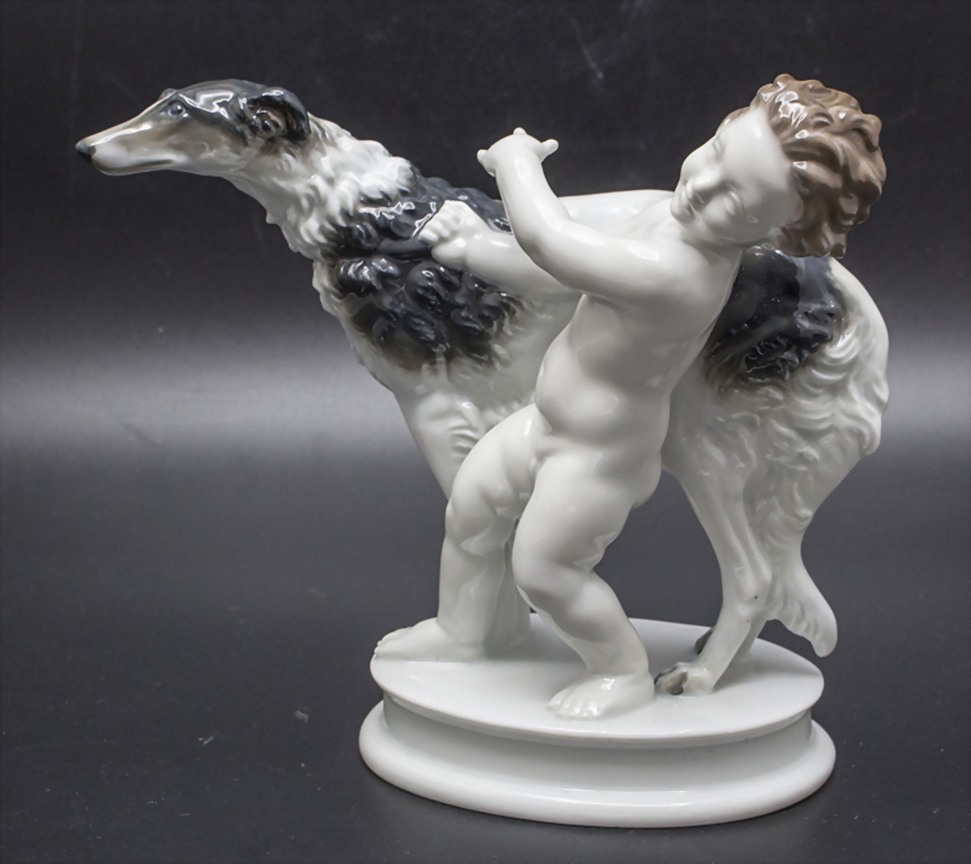 Figur 'Putto mit Barsoi' / A figural group of a cherub with a borzoi, Rosenthal, Selb, Mitte ... - Image 3 of 5