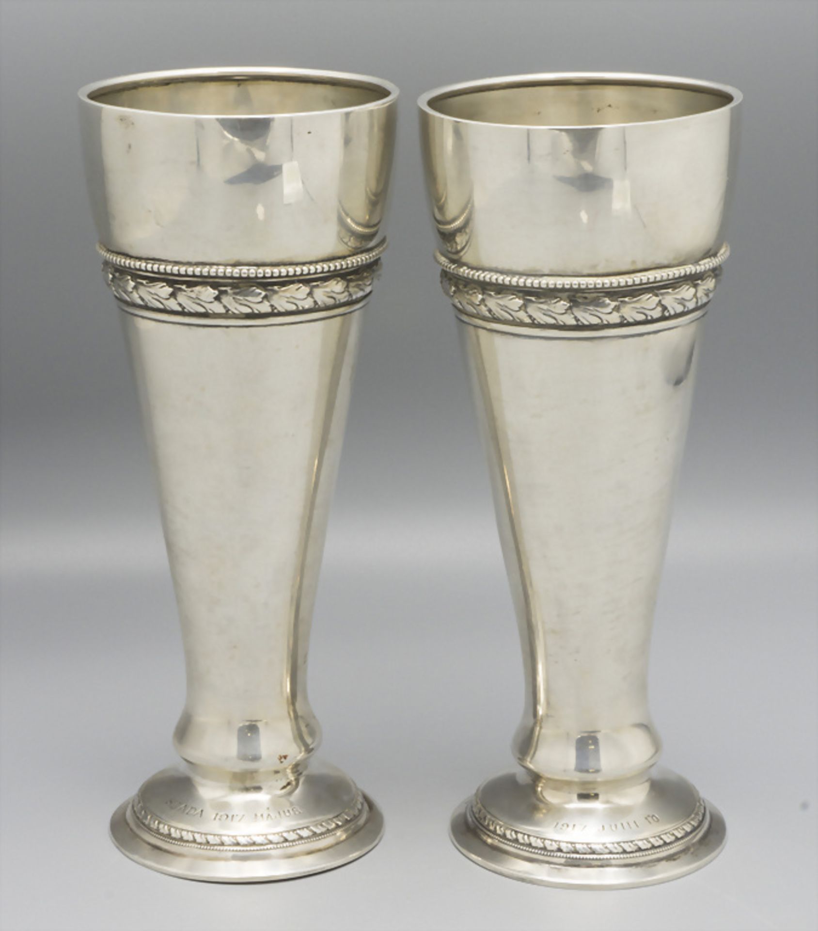 Paar Jugendstil Vasen / A pair of Art Nouveau silver vases, Wilhelm Bindner, Schwäbisch Gmünd, 1917