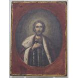 Miniatur Portrait eines Heiligen im Hermelin-Mantel (wohl Petrus) / A miniature portrait of a ...