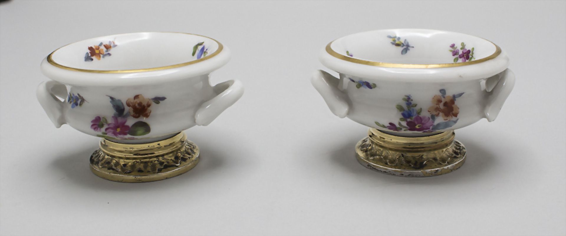 4 Gewürzschälchen mit Silbermontur / A set of four salt cellars with silver mount, Meissen, ... - Image 2 of 6