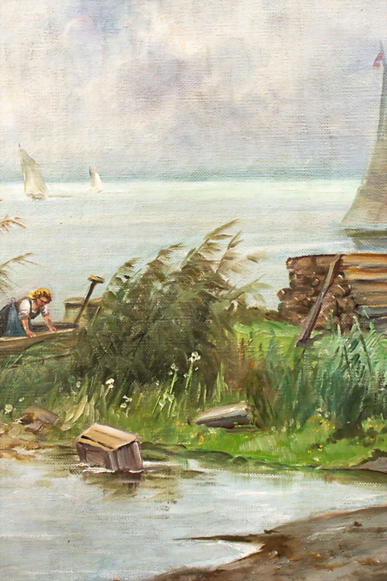 Künstler des 20. Jh., 'Bei der Schilfernte' / 'Harvesting reed' - Image 6 of 8