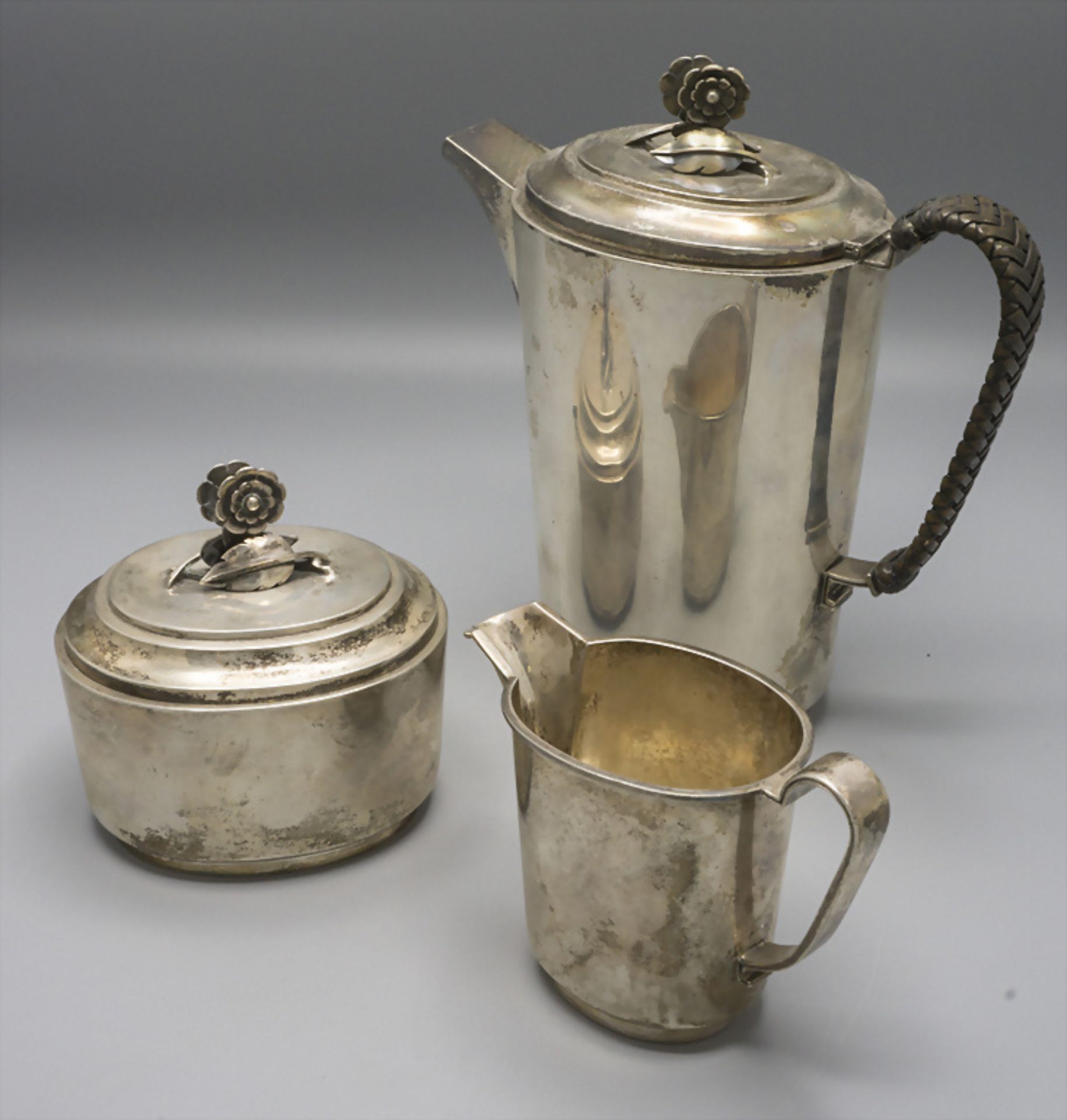 3-teiliger Designer Silber Kaffeekern / A silver designer coffee set, Per Sköld, Schweden, 1946