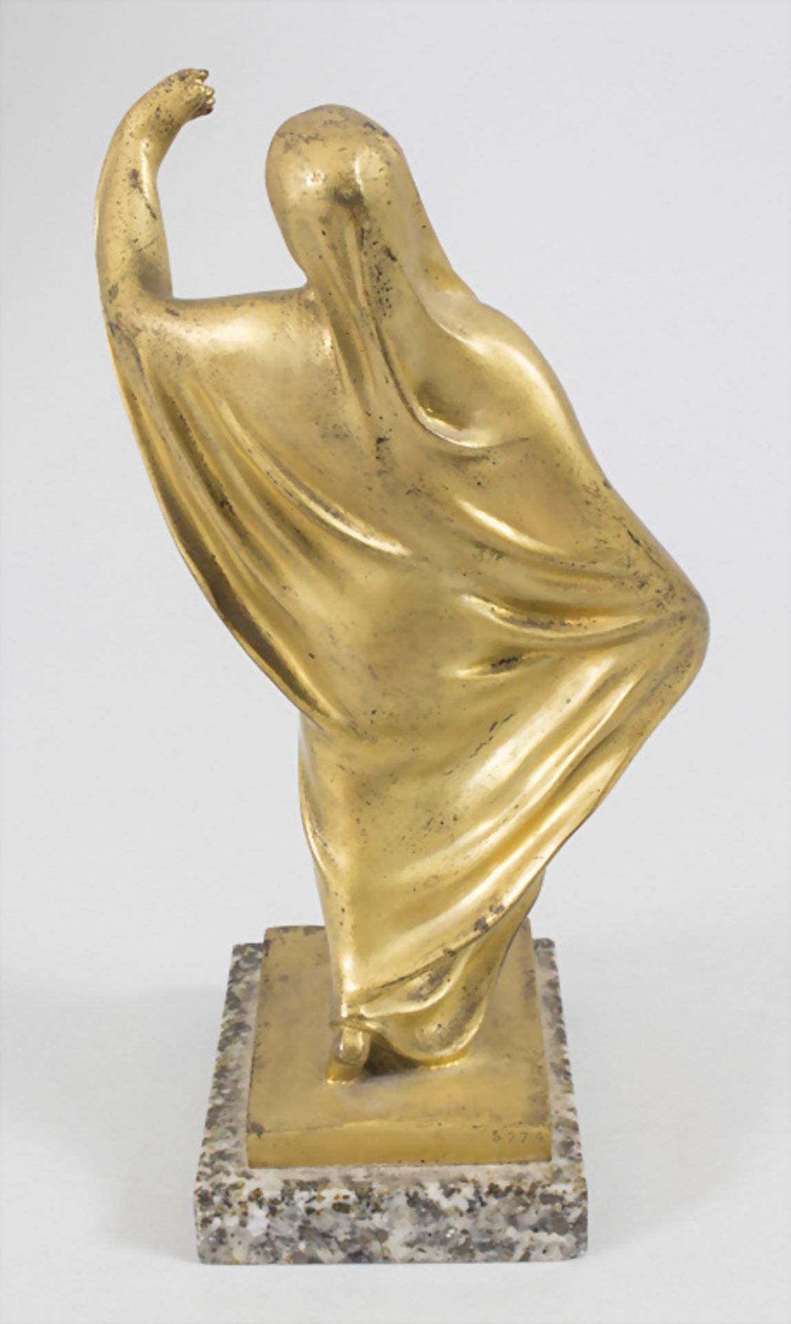 Jugendstil Bronze 'Tanagra Skulptur' / Tanagra sculpture en bronze à patine dorée / An Art ... - Bild 3 aus 7