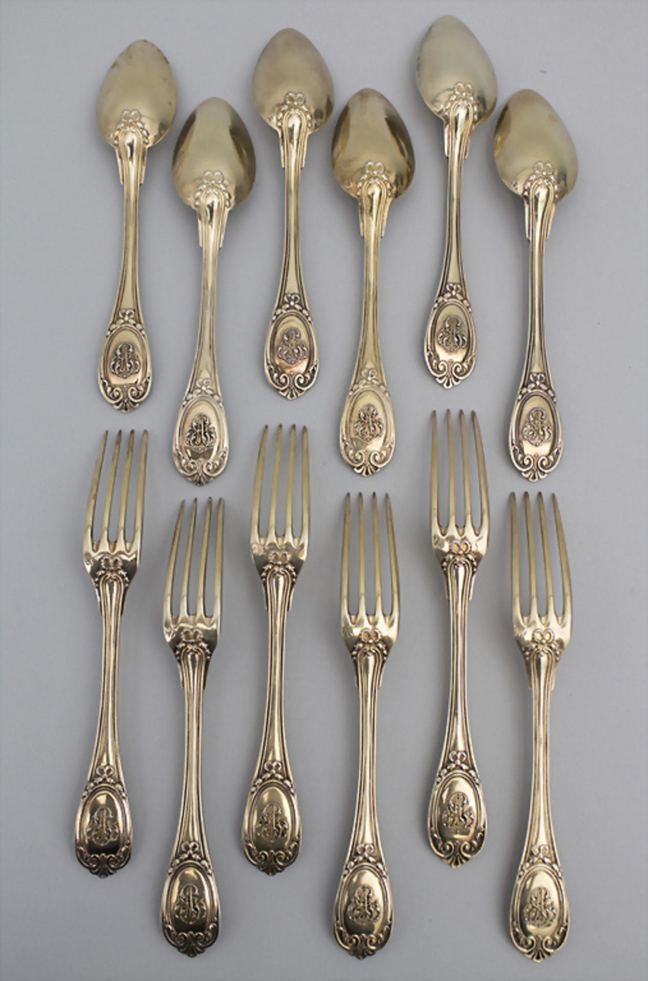 12-teiliges Silberbesteck / A 12-part silver cutlery, Veyrat, Paris, um 1900 - Bild 2 aus 8