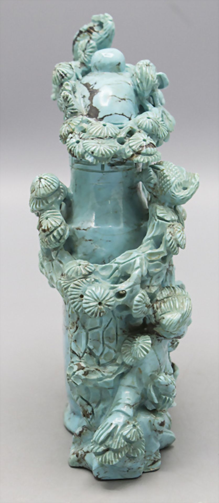 Türkis-Deckelvase / A turquoise lidded vase, China, späte Qing-Dynastie (1644-1911) - Bild 4 aus 7