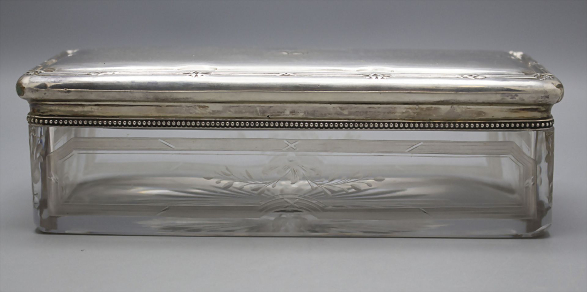 Große Glasdose mit Silberdeckel / A large glass box with a silver lid, Henri Gabert, Paris, ... - Bild 4 aus 7