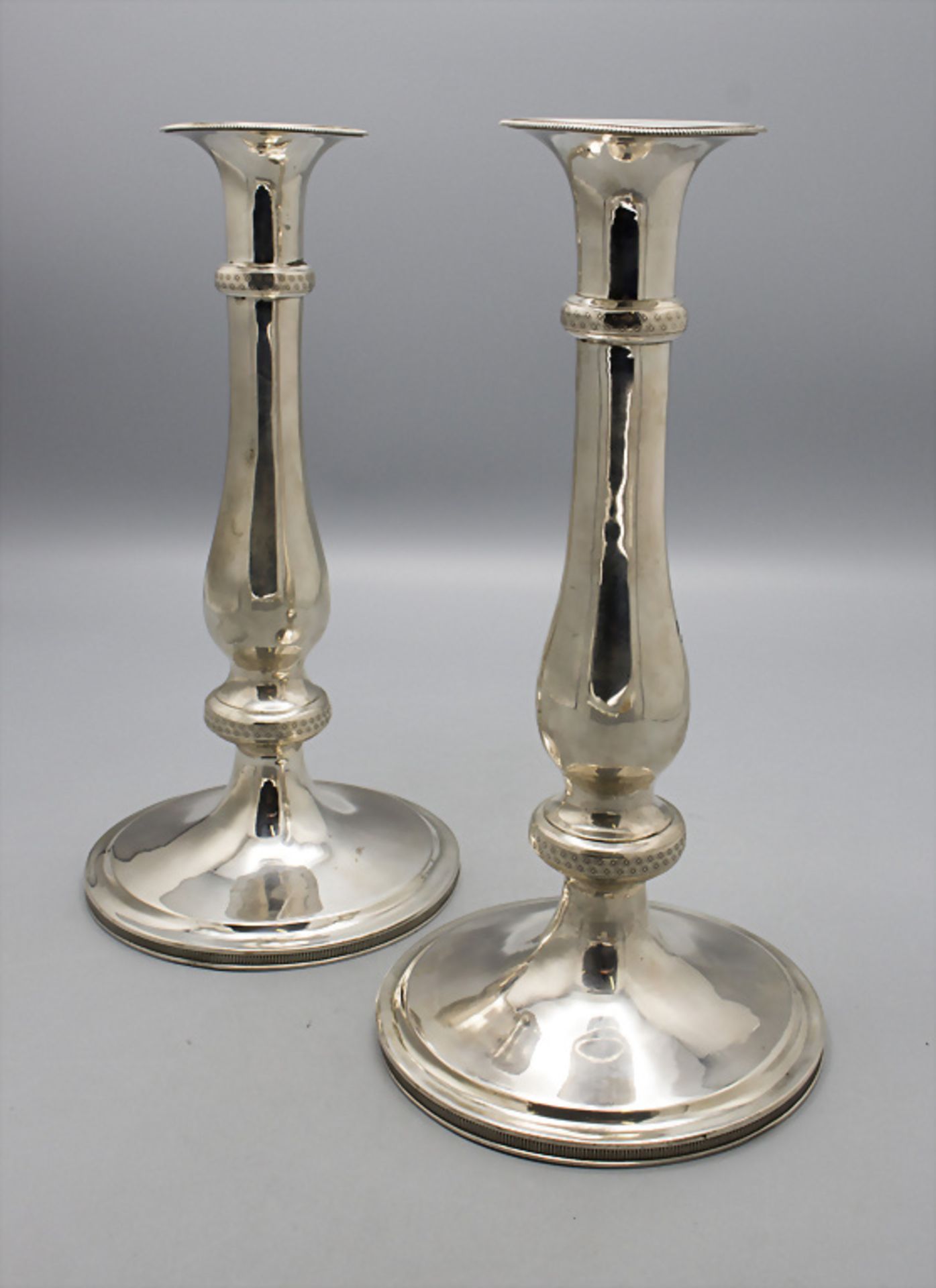 Paar Biedermeier Kerzenleuchter / A pair of silver candlesticks, Josephus Müller, Pest ...
