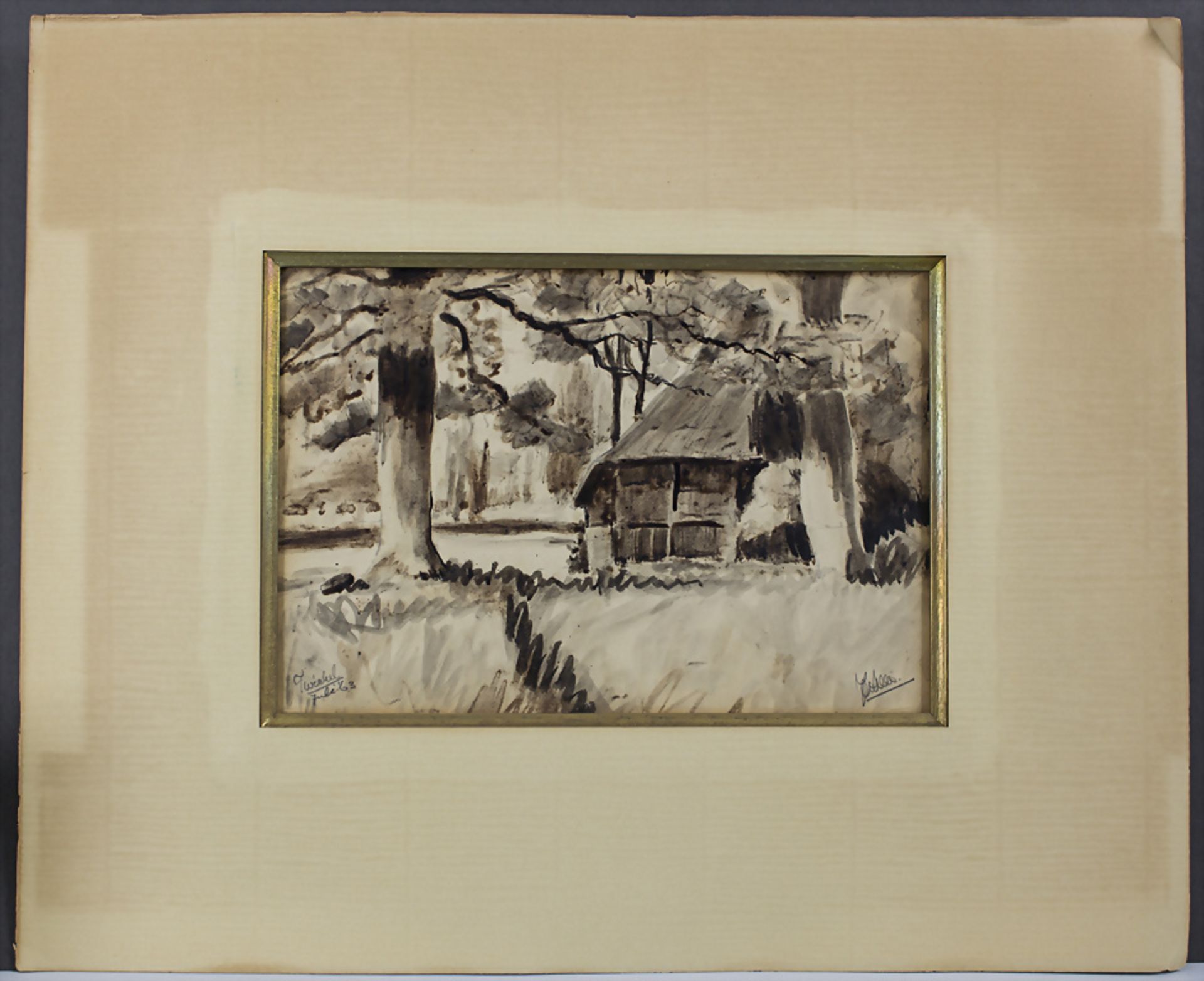 Künstler des 20. Jh., 'Hütte im Schwarzwald' / 'A hut in the Black Forest', 1963 - Bild 2 aus 6