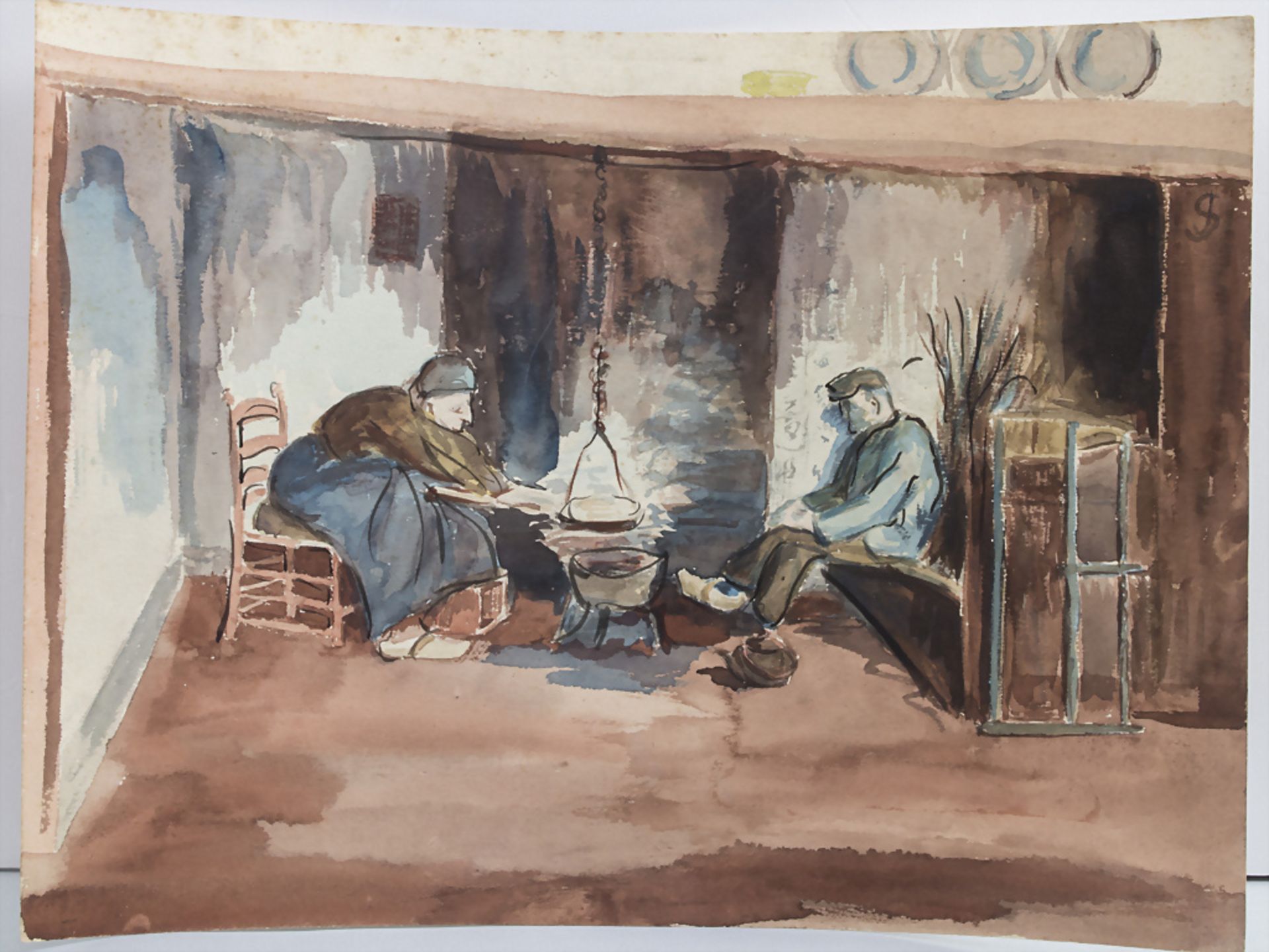 Jacques Schffenker (*1941), Interieur 'Bauernpaar' / An interior 'Farmer's couple' - Image 2 of 4