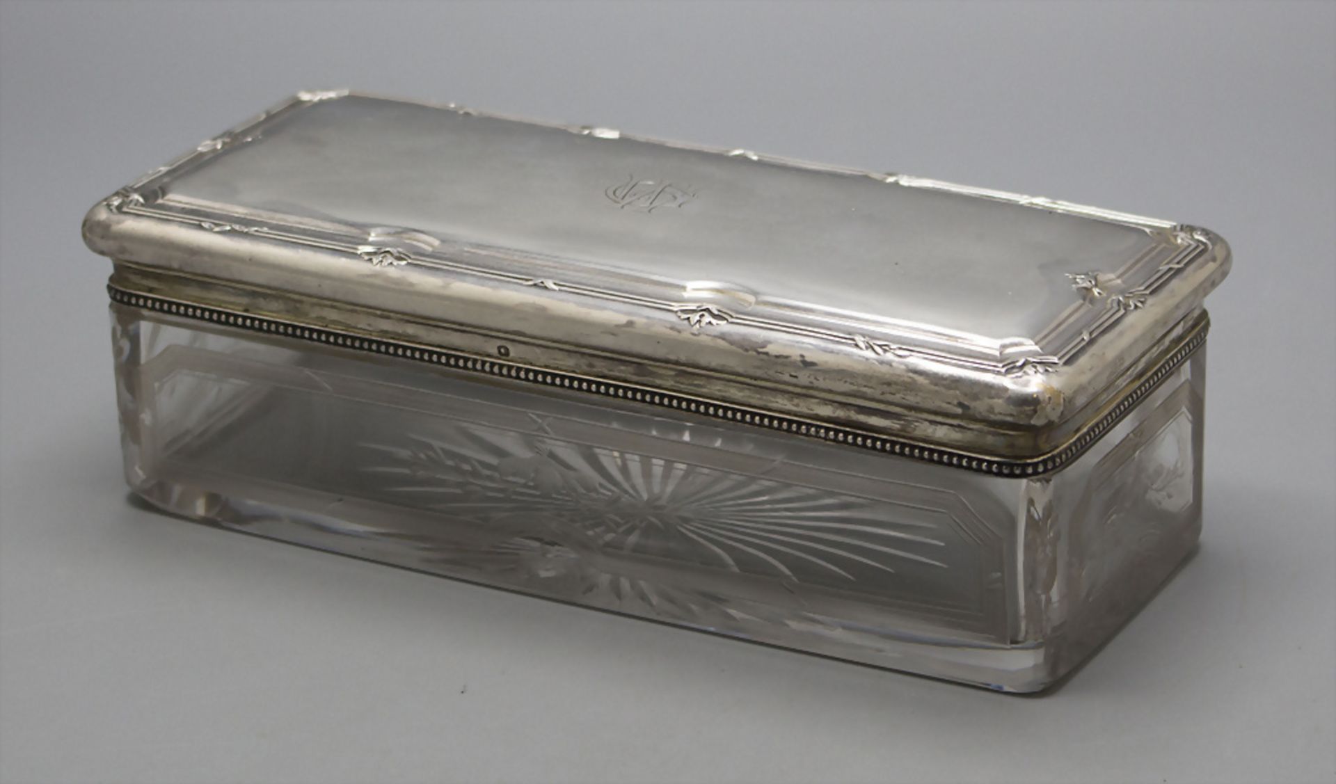 Große Glasdose mit Silberdeckel / A large glass box with a silver lid, Henri Gabert, Paris, ... - Bild 2 aus 7