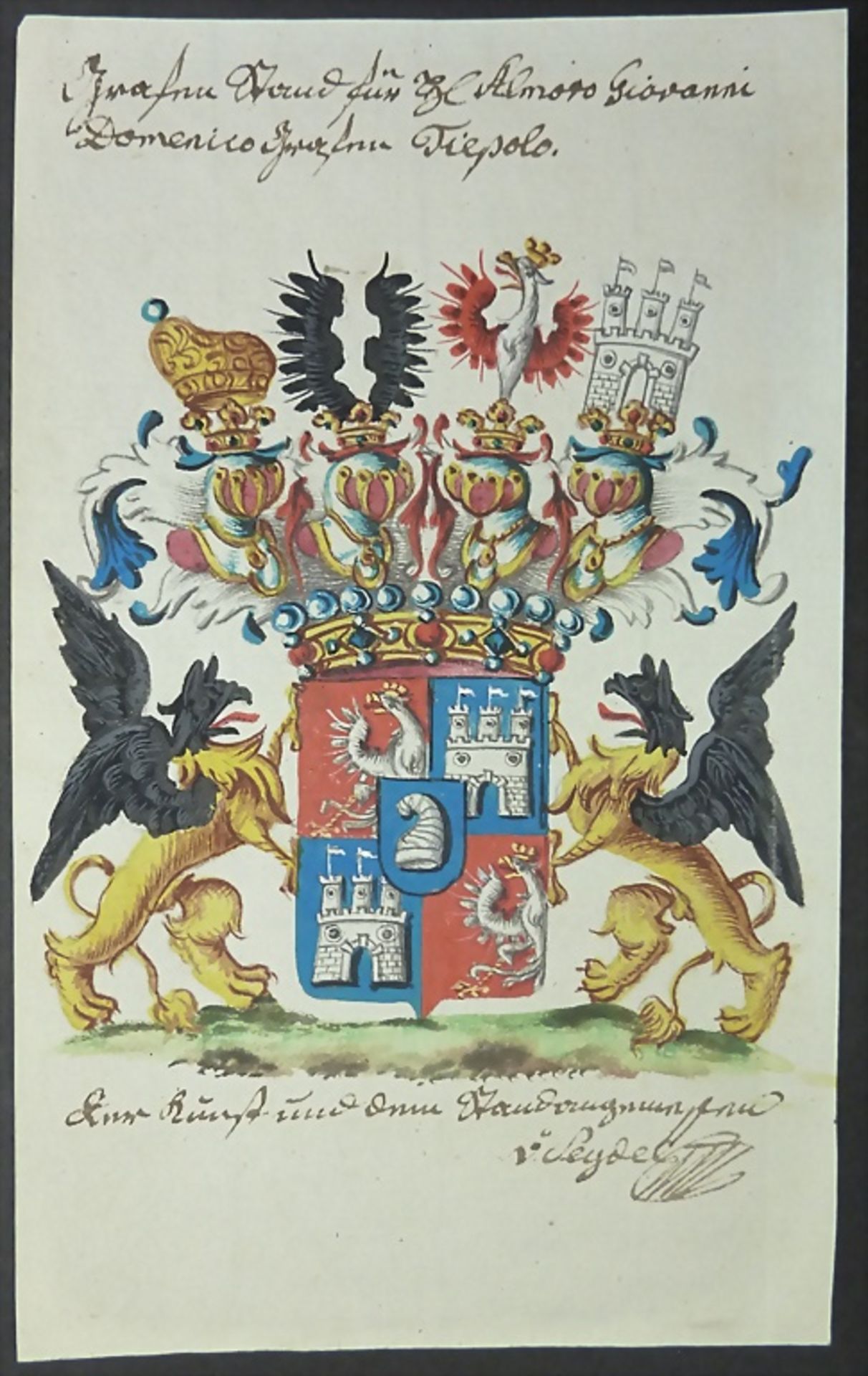 Vier kolorierte Wappen / Four colored coats of arms, deutsch, 17./18. Jh. - Image 4 of 5