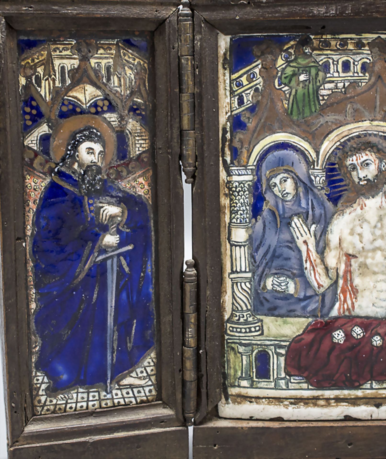 Emaillebild-Triptychon / An enamel tryptich, wohl Frankreich - Image 4 of 6
