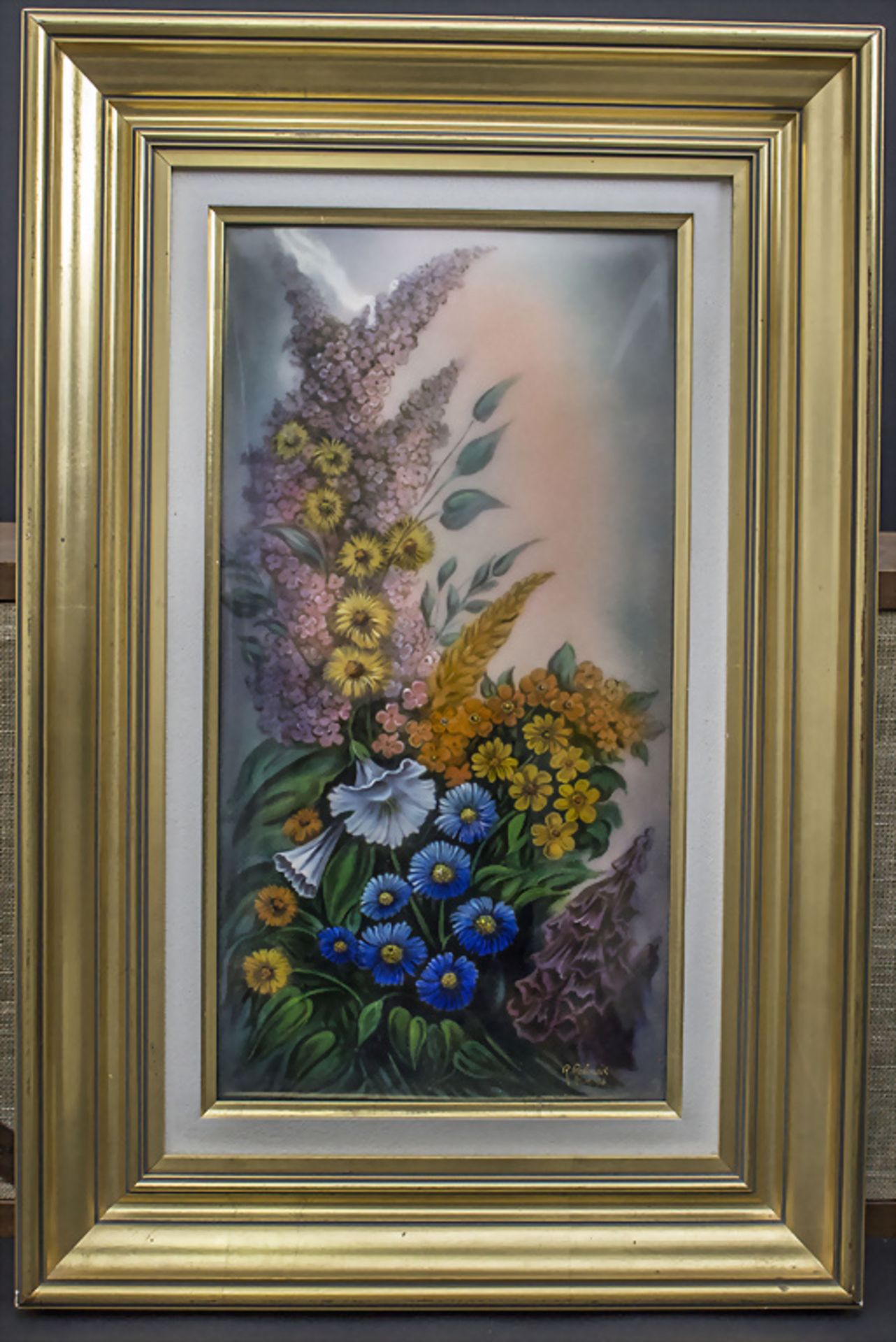 René Restoueix (1924-), Emaillemalerei 'Blumenstillleben' / An enamel painting 'floral ... - Bild 2 aus 4