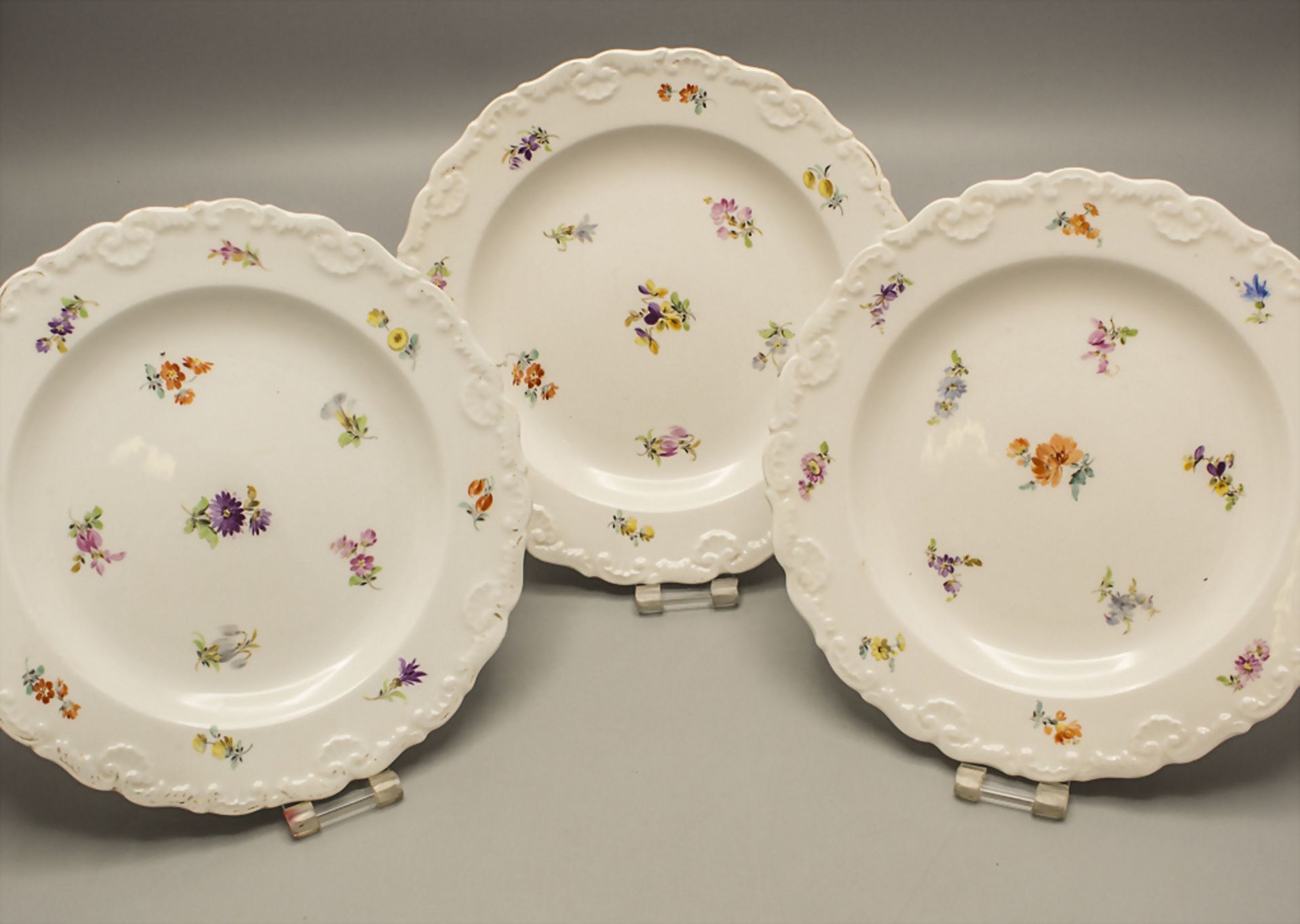 3 Kuchenteller / 3 cake plates, Meissen, um 1860 - Image 3 of 5