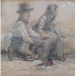 Henri VAN SEBEN (1825-1913), 'Junges Bauernpaar' / 'A young peasant couple', Brüssel, wohl ...