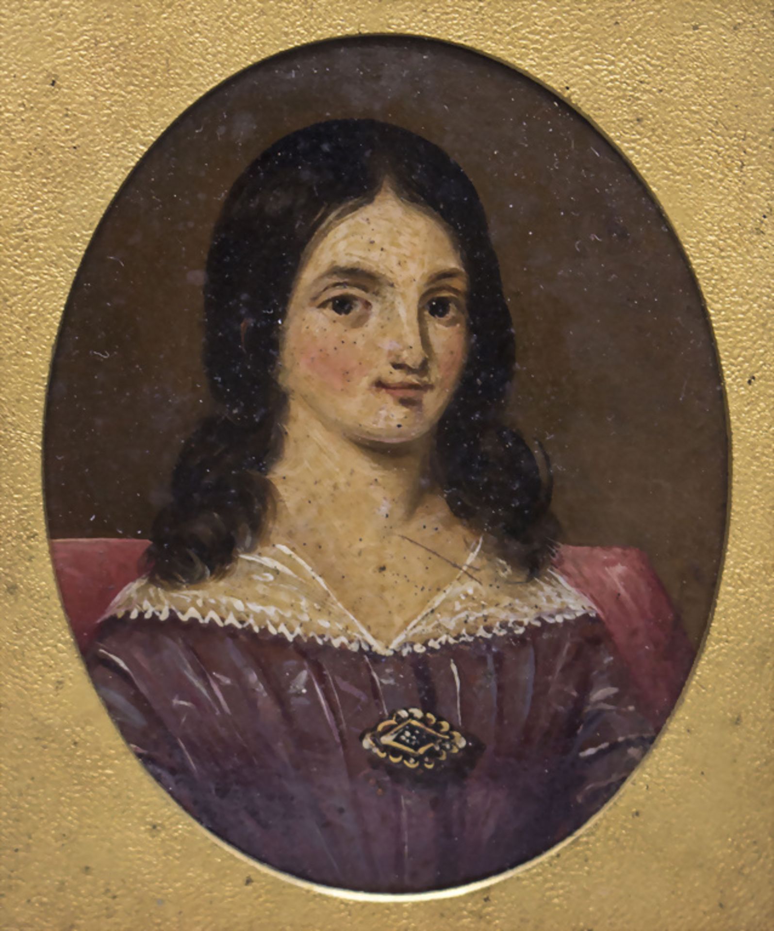 Miniatur Porträt einer jungen Dame / A minature portrait of a young lady, wohl Ende 18. Jh. - Bild 2 aus 3