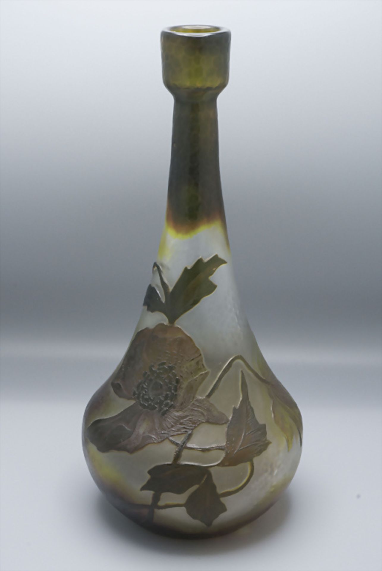 Jugendstil Vase Solifleur mit Mohnblumen / An Art Nouveau cameo glass vase with poppies, ... - Image 2 of 8