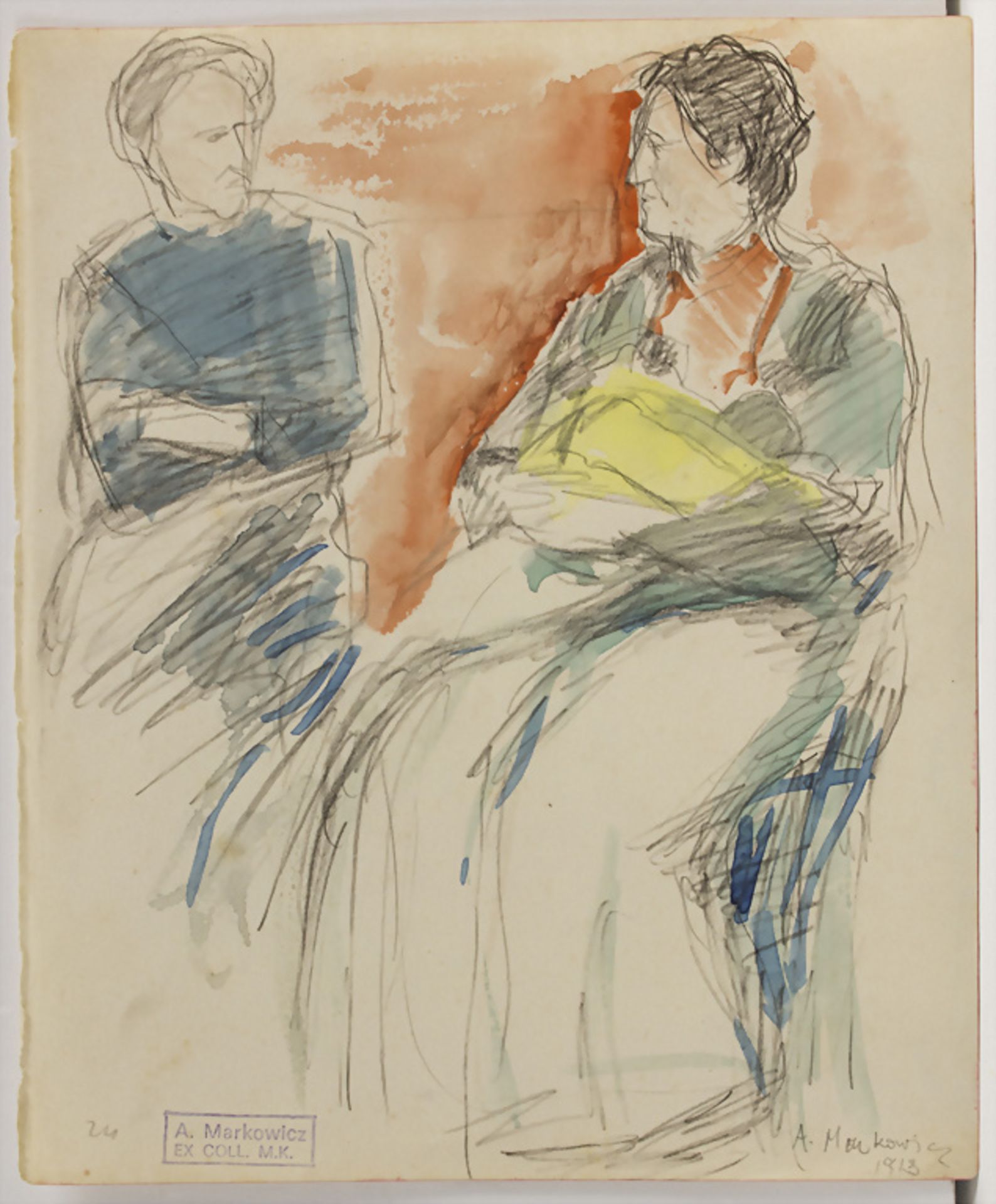 Arthur Markowicz (1872-1934), 'Dwie kobiety z dzieckiem' / 'Two women with a baby', 1913