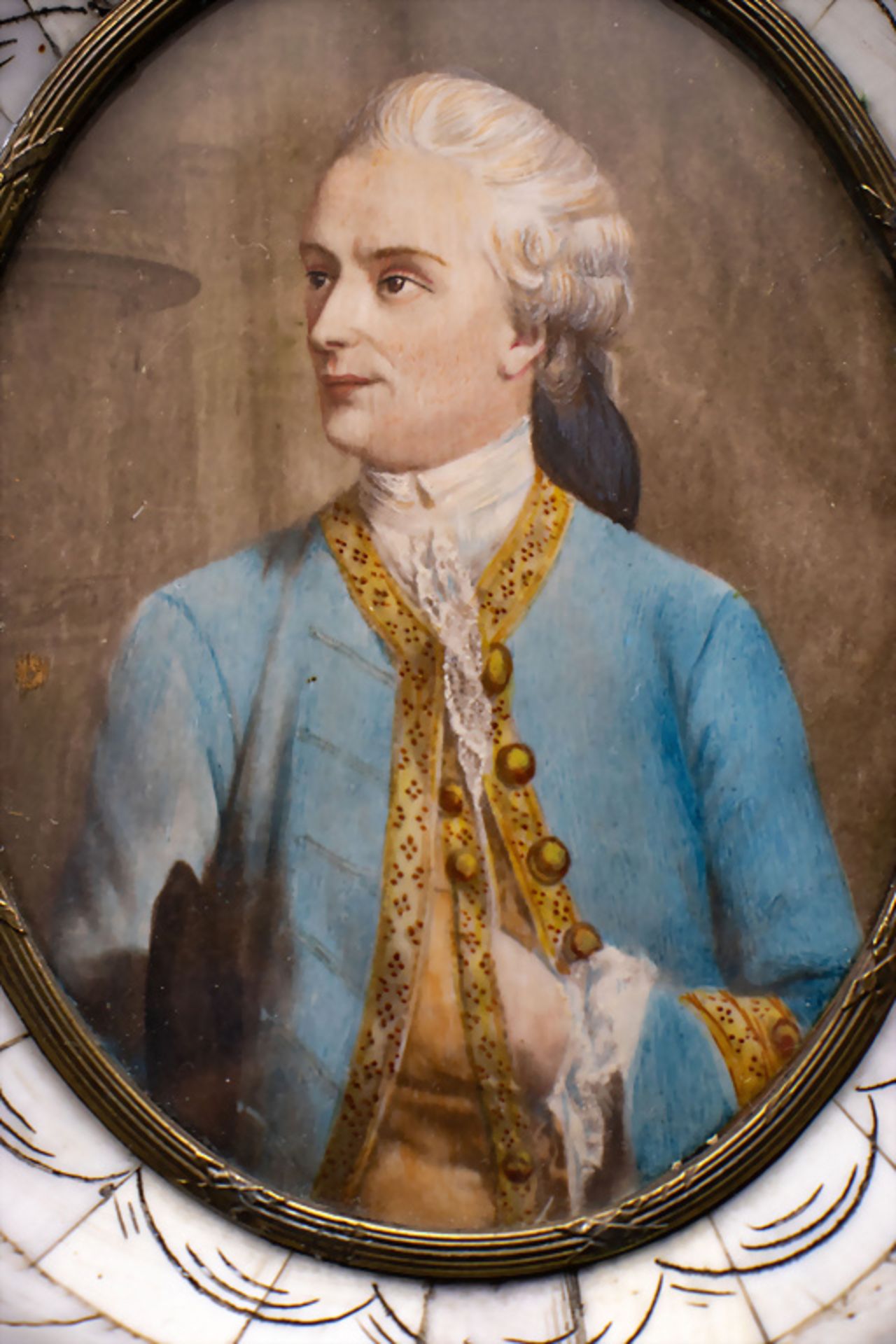 Rokoko Miniatur Porträt eines Adligen / A Rococo miniature portrait of a nobleman, um 1800 - Image 3 of 6