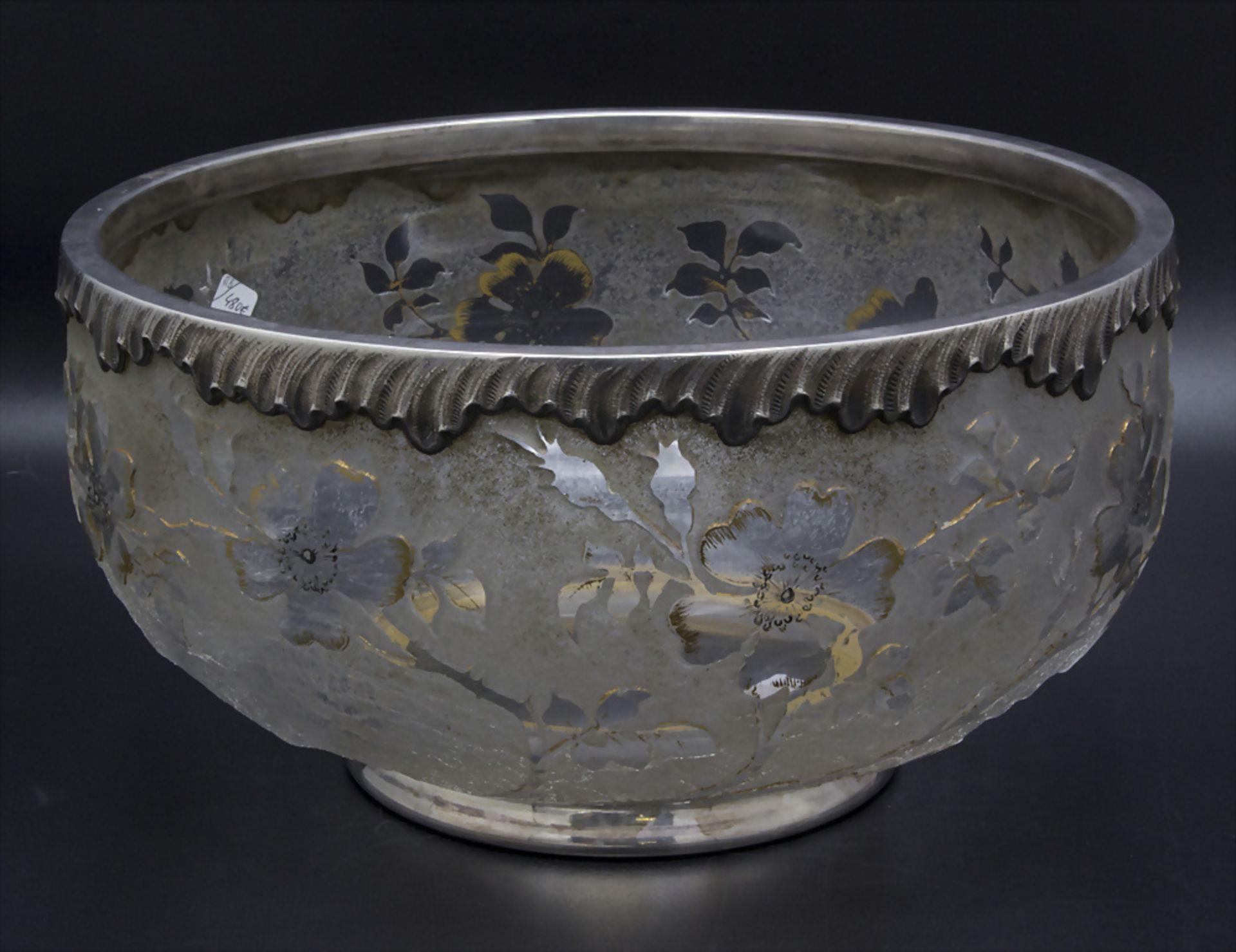 Jugendstil Schale mit Silbermontur / An Art Nouveau fruit bowl with silver mount, Daum Frères, ... - Bild 3 aus 7