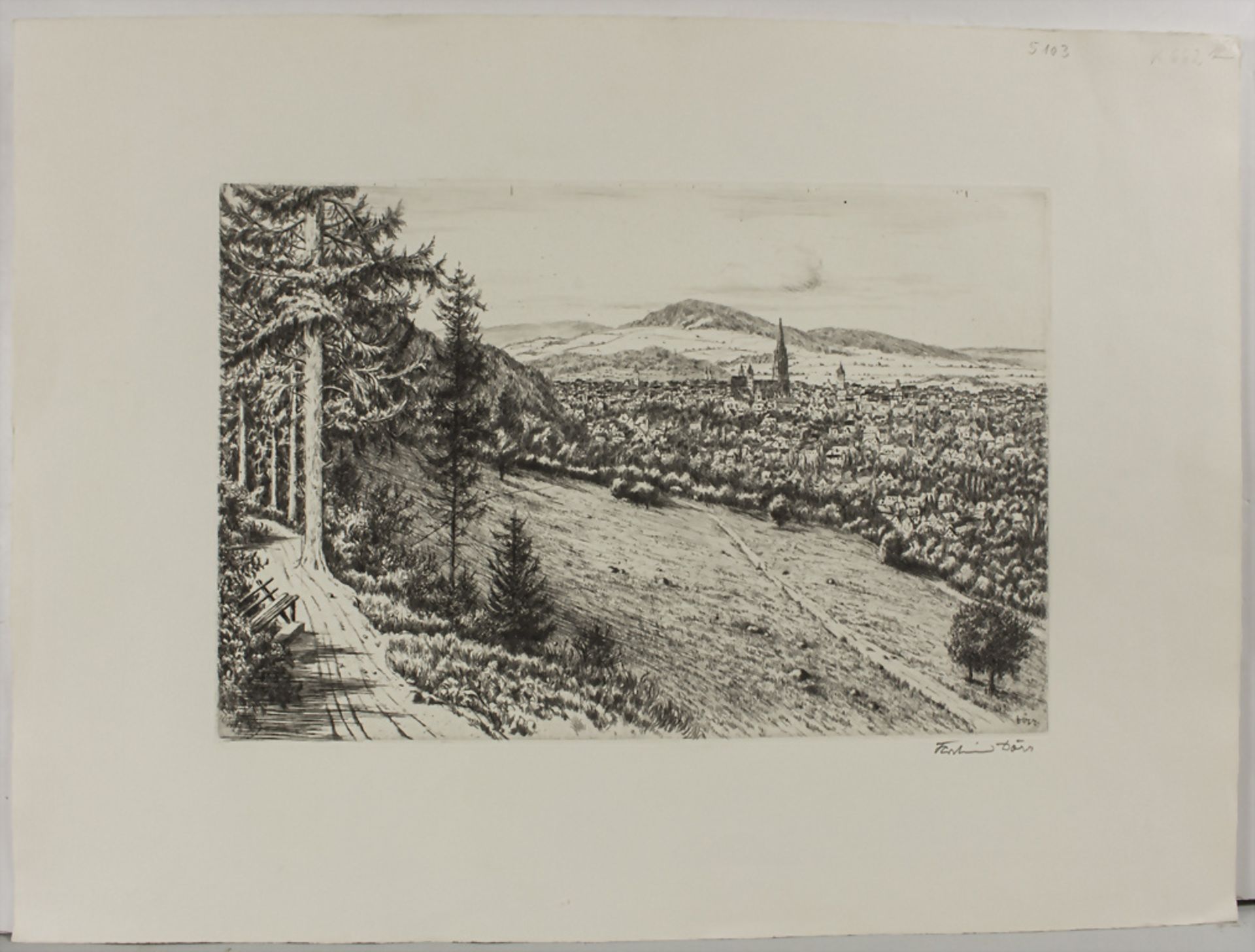 Ferdinand Dörr (1880-1968), 'Blick auf Freiburg' / 'A view on Freiburg' - Image 2 of 4