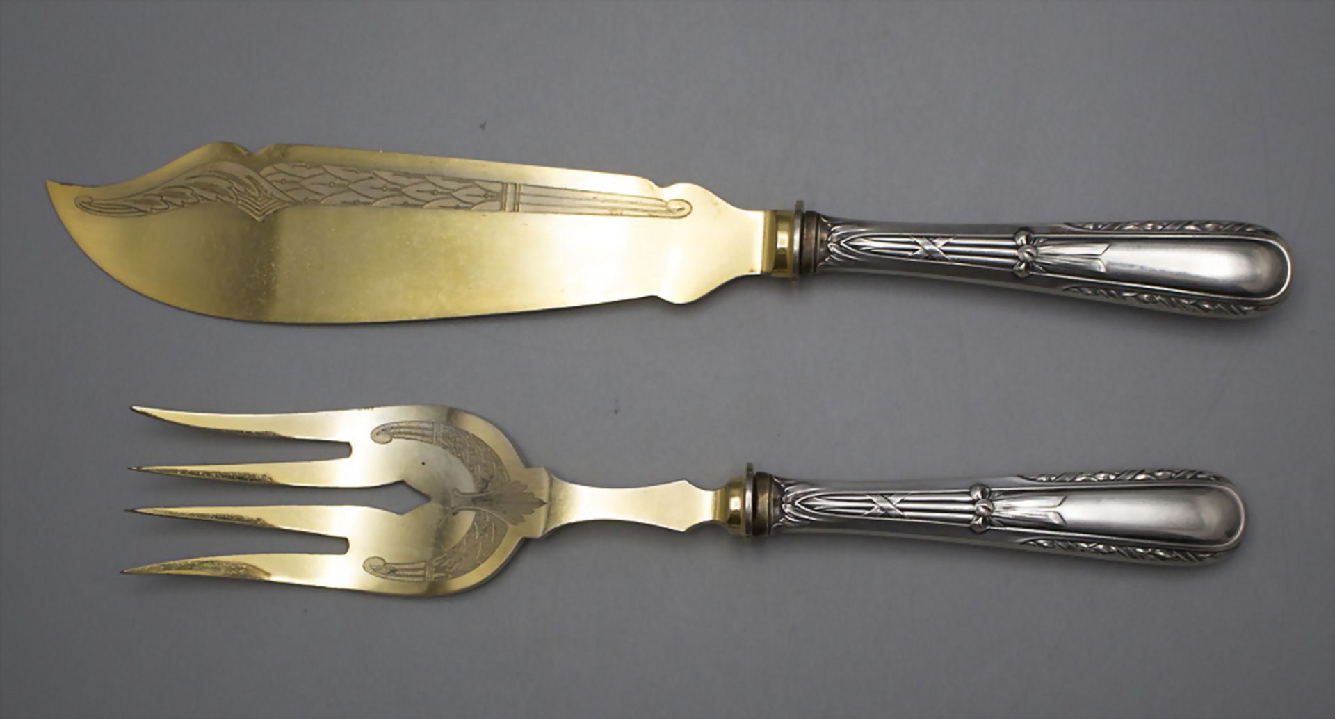 2 Teile Vorlegebesteck / A 2-piece set of serving cutlery, um 1900 - Bild 3 aus 4