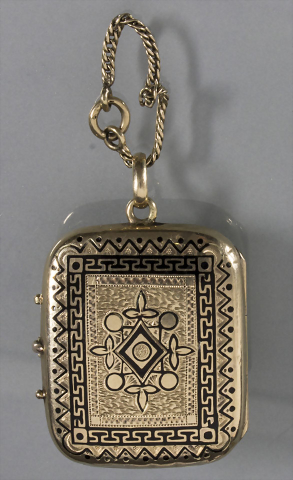 Medaillon-Kettenanhänger / A 14ct gold medallion pendant, deutsch, 19. Jh. - Bild 2 aus 4