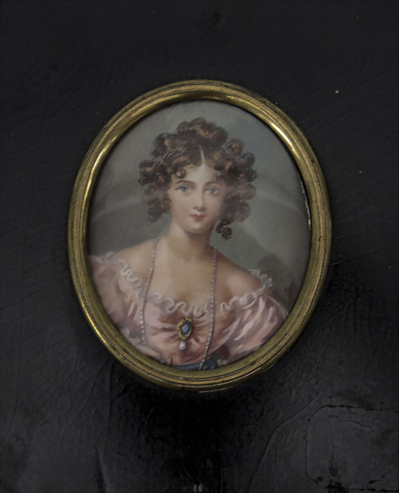 Miniaturporträt einer jungen Dame / A miniature portrait of a young lady, Frankreich, Mitte 19. Jh.