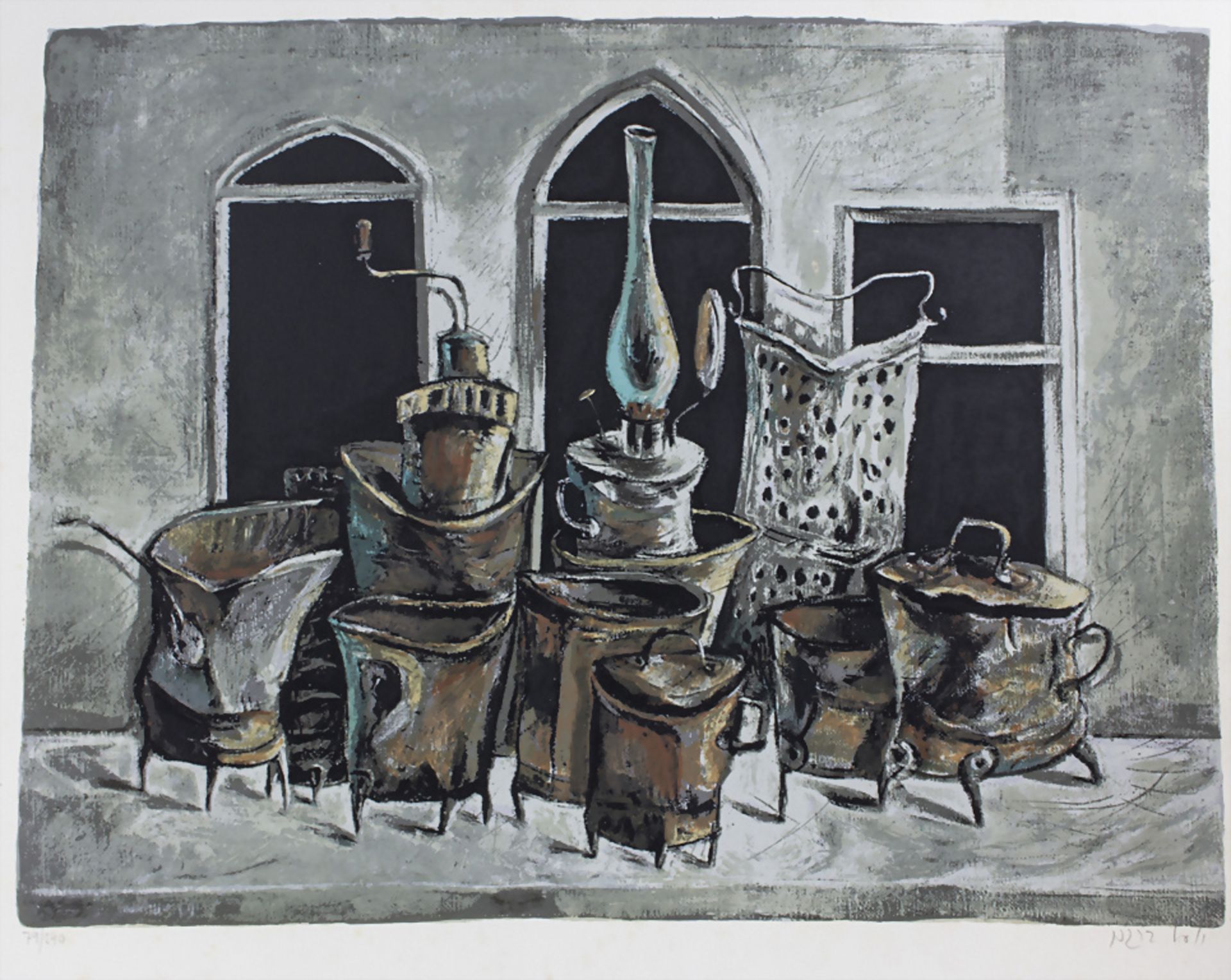 Yosl Bergner (1920-2017), 'Stillleben mit Öllampe' / 'Stillife with oil lamp', 1937-1950