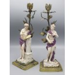 Zwei allegorische Figuren der schönen Künste mit Kerzenhaltern / Two allegorical figures of ...
