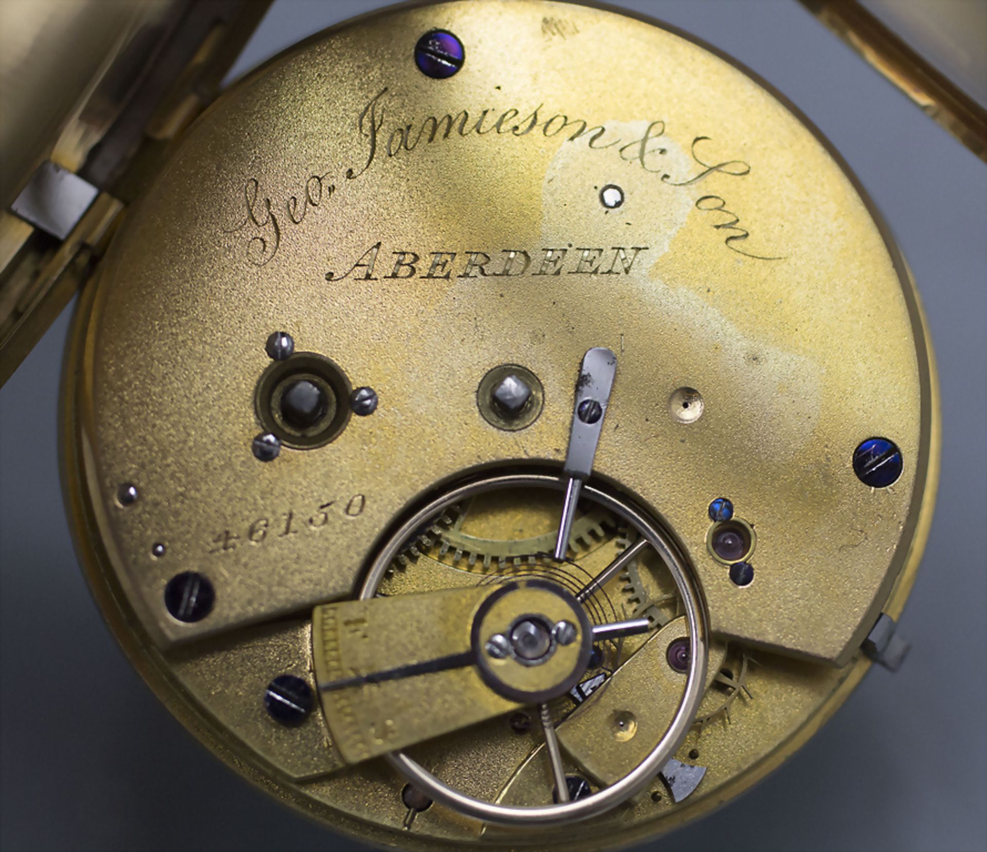 Offene Taschenuhr / An 18 ct gold pocket watch, Geo. Jamieson, Aberdeen, um 1820 - Bild 2 aus 6