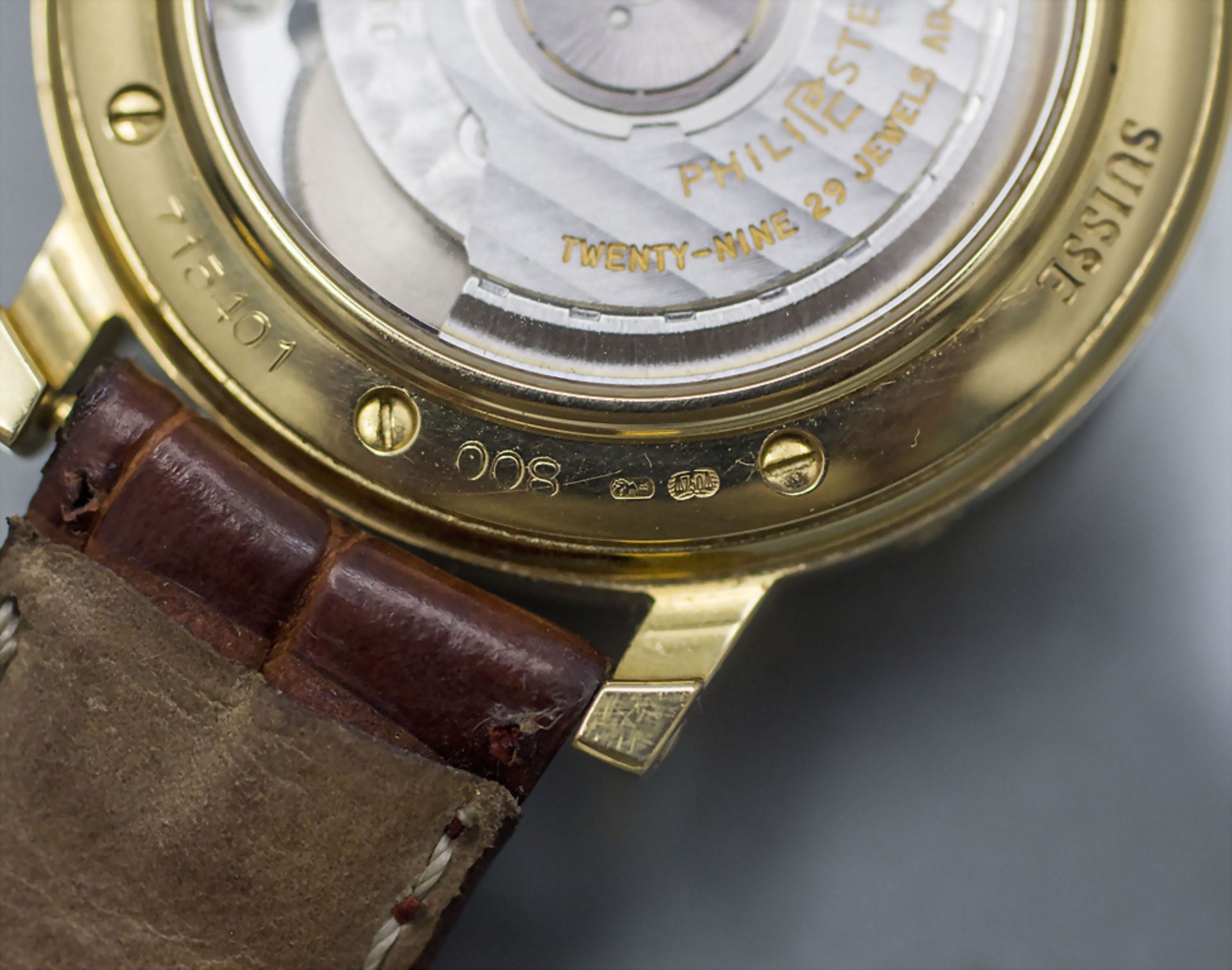 Chronomètre mit Kalender und Gangreserve / A men's 18 ct gold automatic wristwatch, Philipe ... - Image 7 of 11