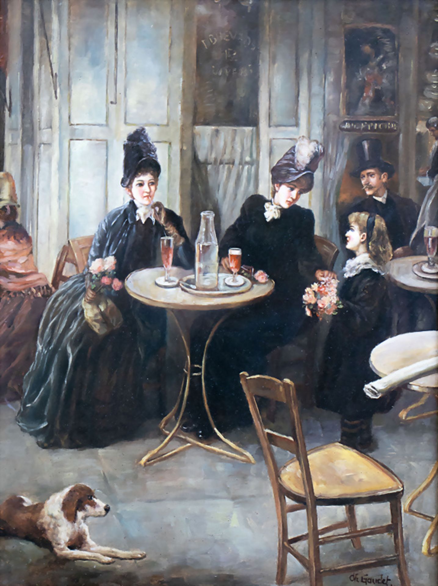 Ch. Gaudet, 'Pariser Kaffeehausszene' / 'A Parisian café scene', um 1900