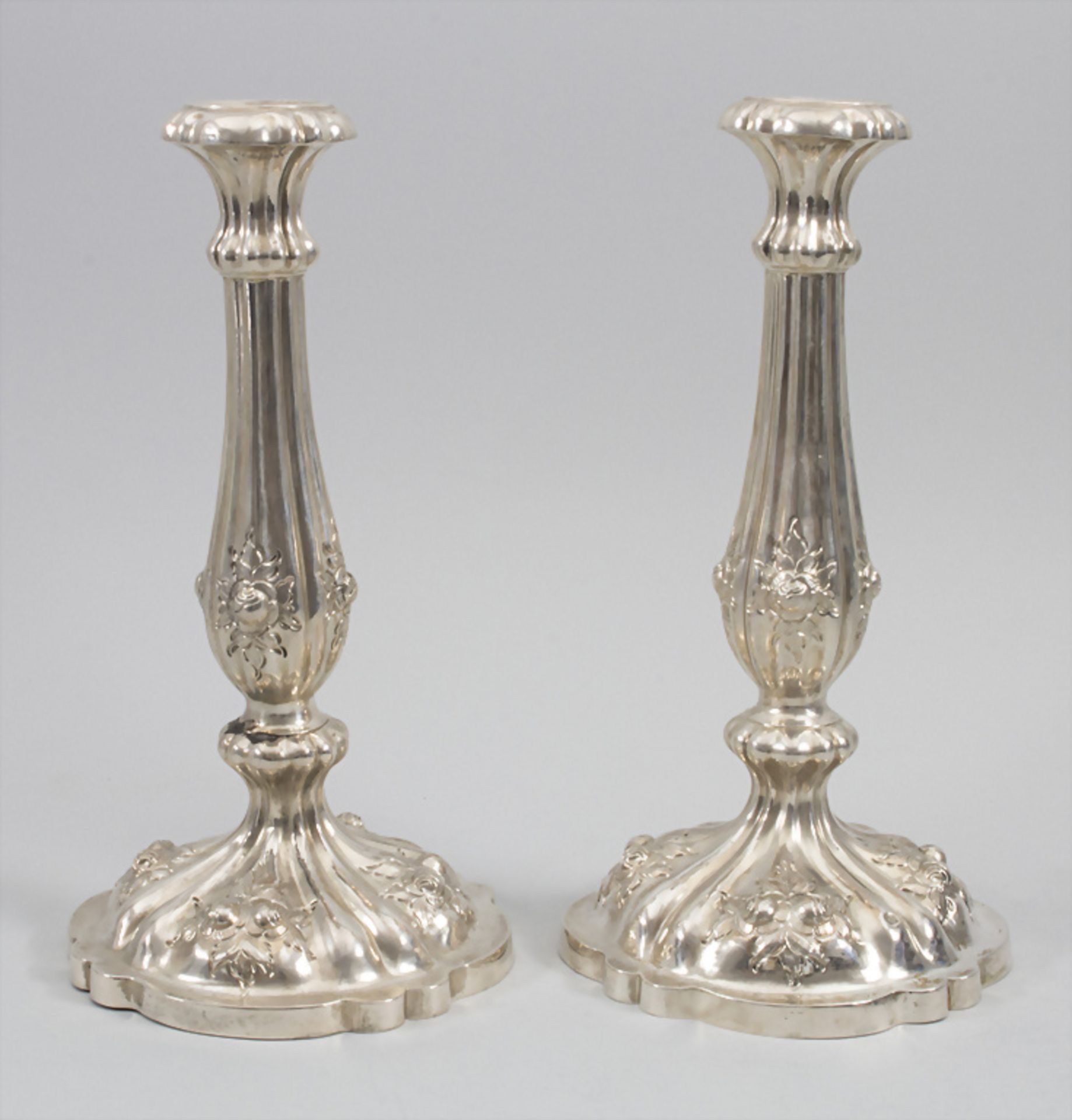 Paar Biedermeier Kerzenleuchter / A pair of silver candlesticks, Wien / Vienna, 1858