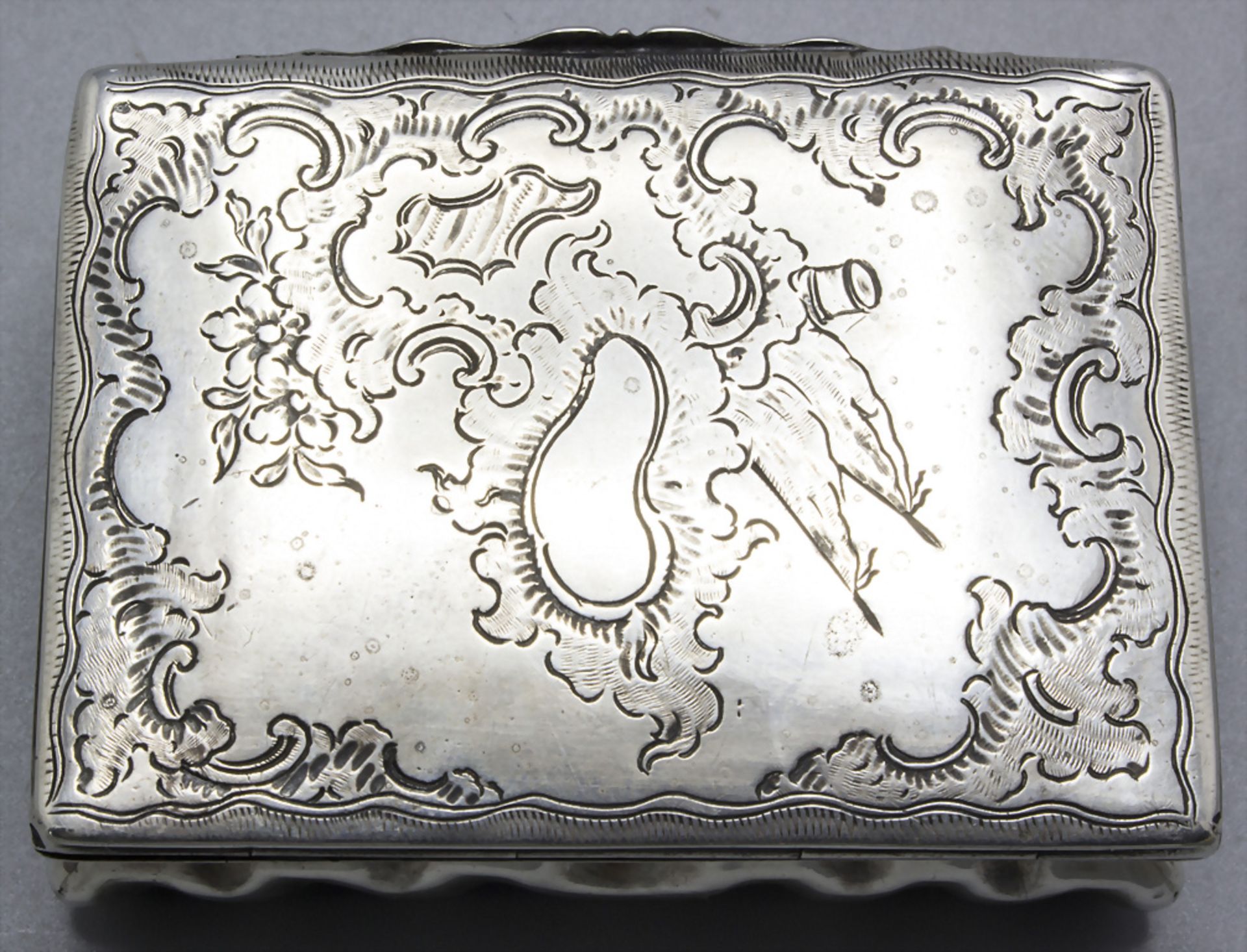 Rokoko Tabatiere / Schnupftabakdose / A silver Rococo snuffbox, Munoz, Cordoba, 1769 - Image 5 of 7