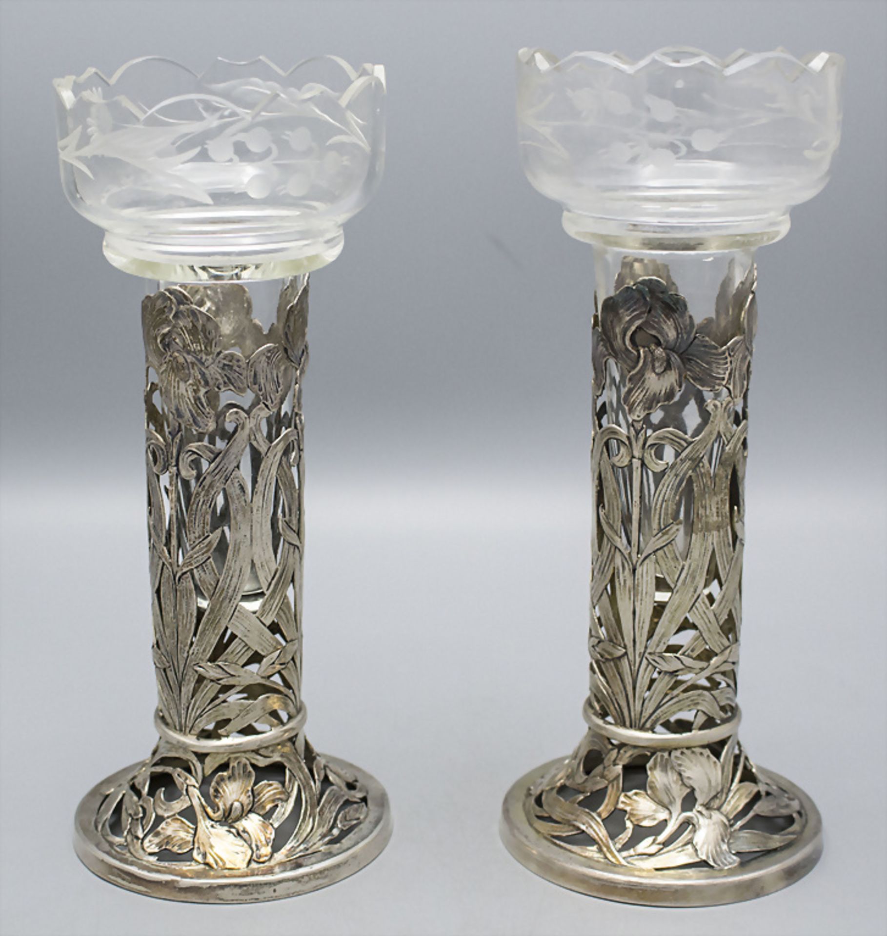 Paar Jugendstil Vasen / A pair of silver Art Nouveau vases, Martin Mayer, Mainz, um 1900